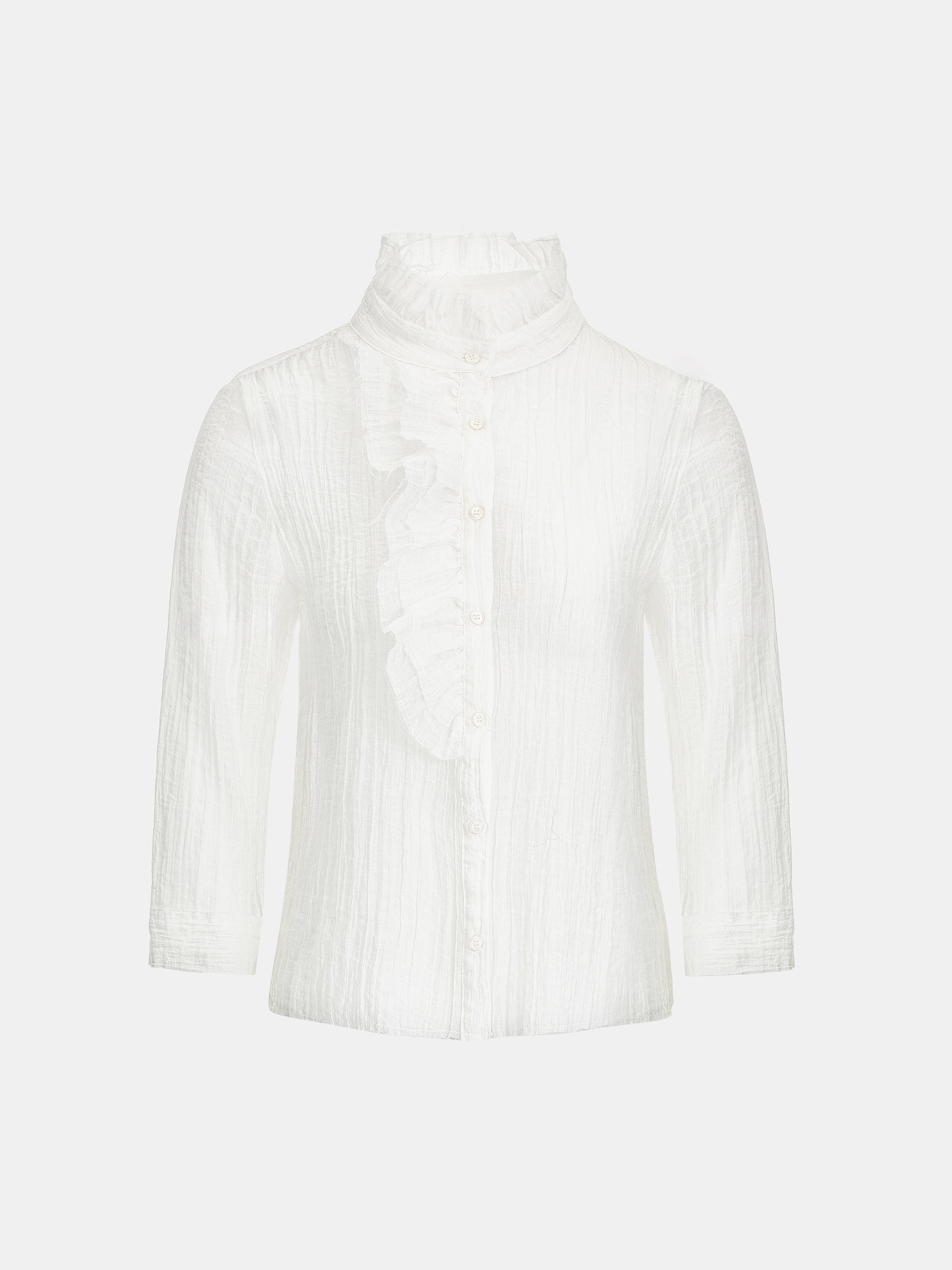 Ruffle Gauze Blouse, Ivory