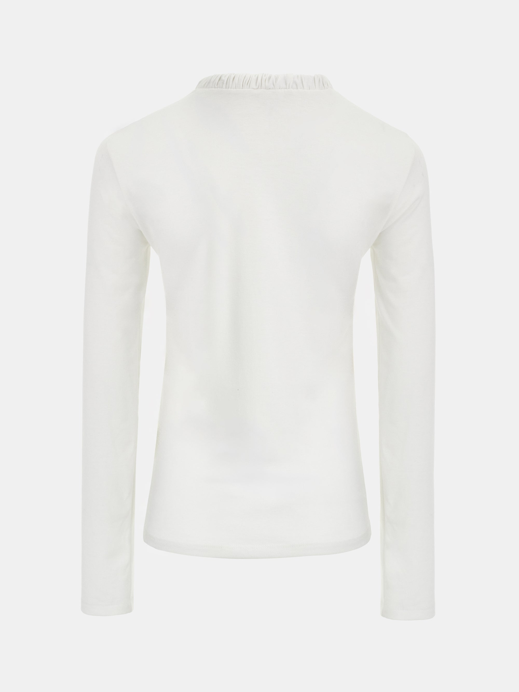 Shirred Neck Jersey Top, Ivory
