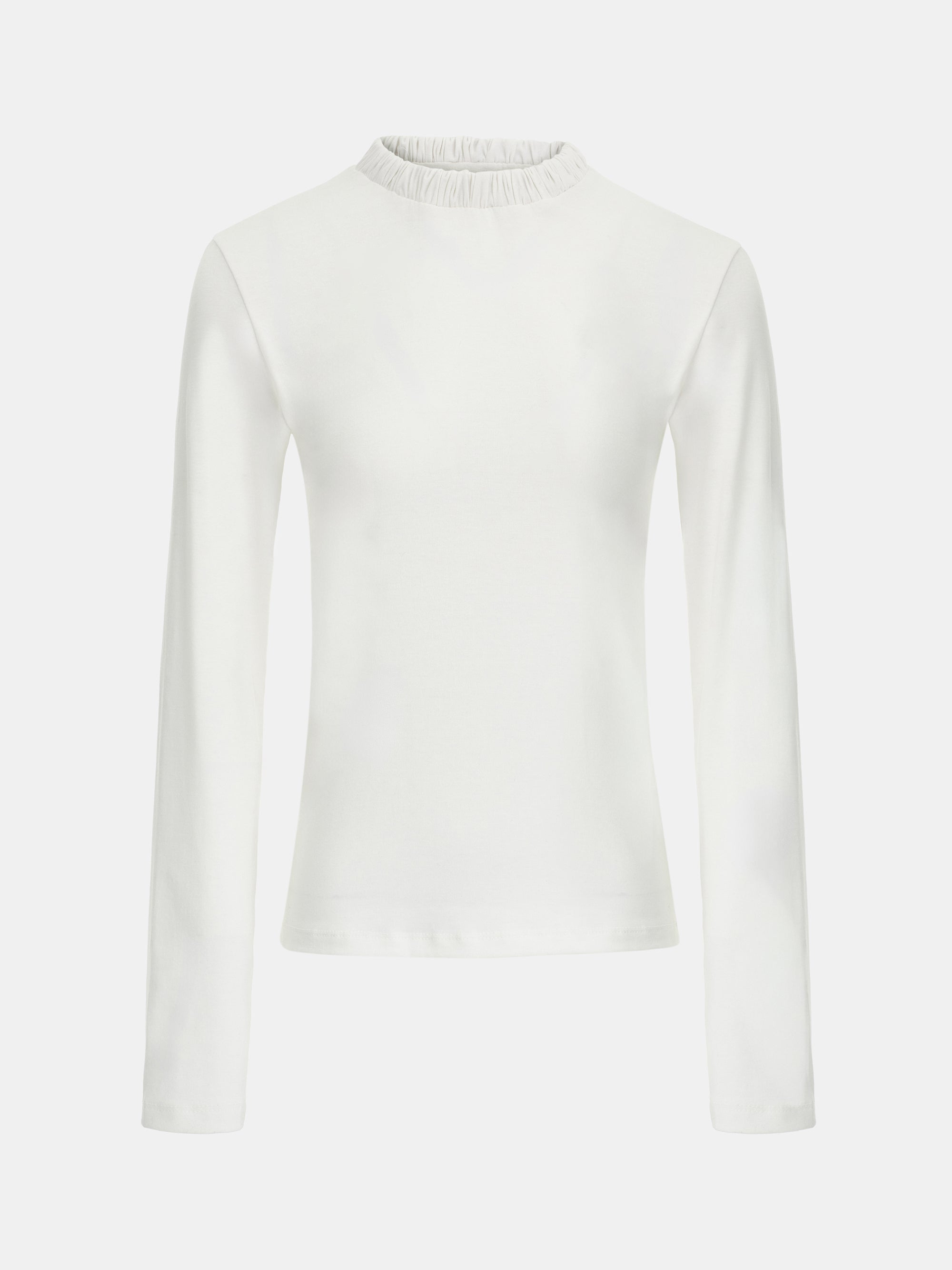 Shirred Neck Jersey Top, Ivory