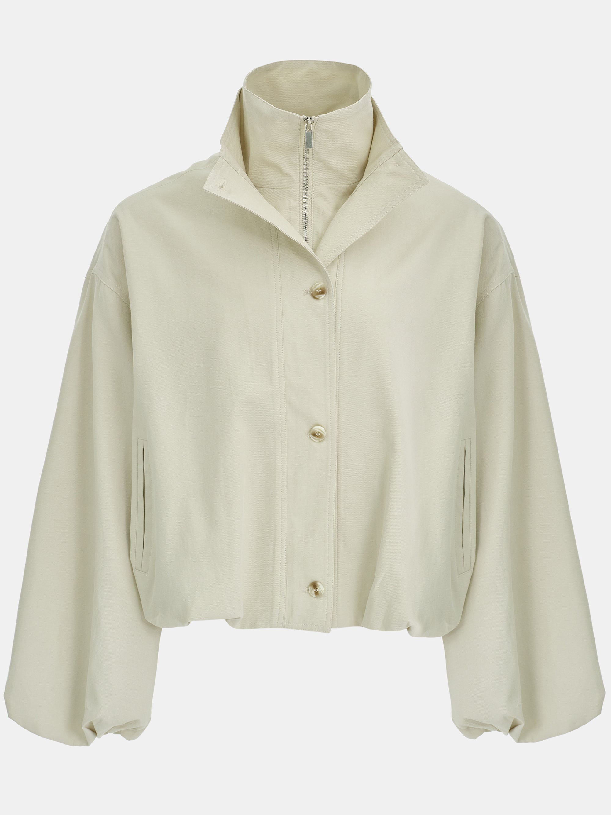 Ezra Double Collar Balloon Jacket, Beige