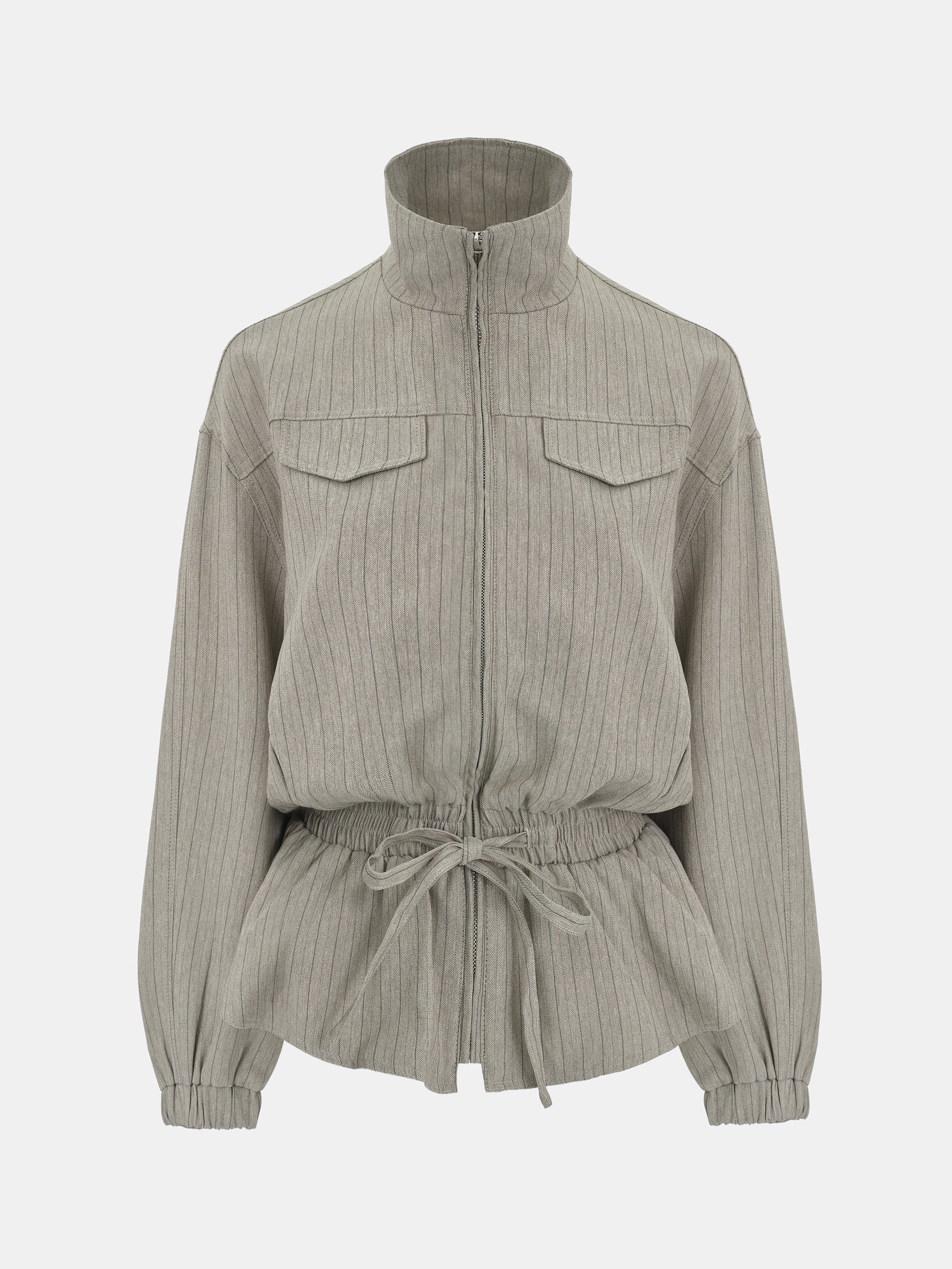 Rowan Drawstring Peplum Track Jacket, Beige