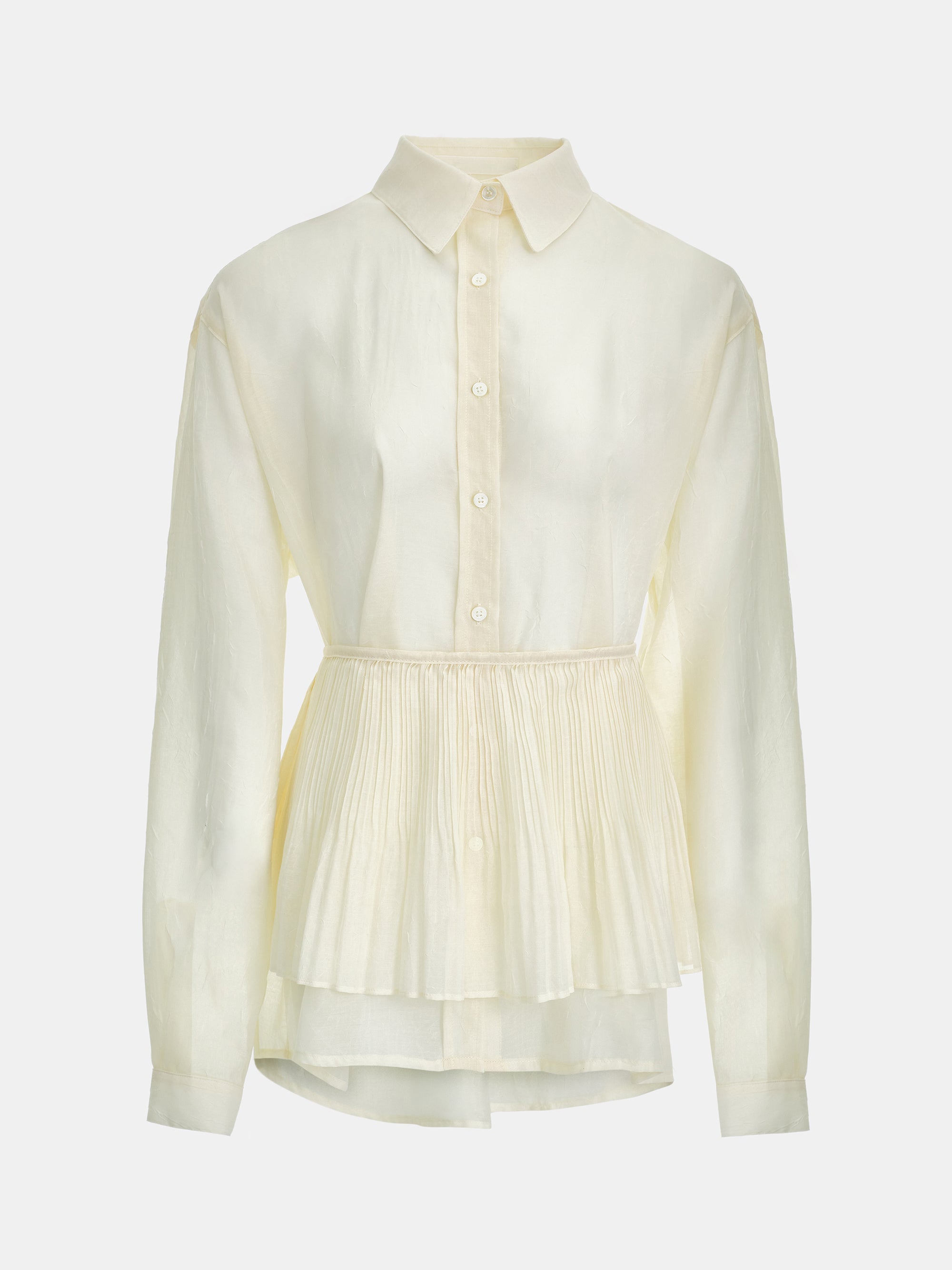 Pleated Panel Shirt, Ivory