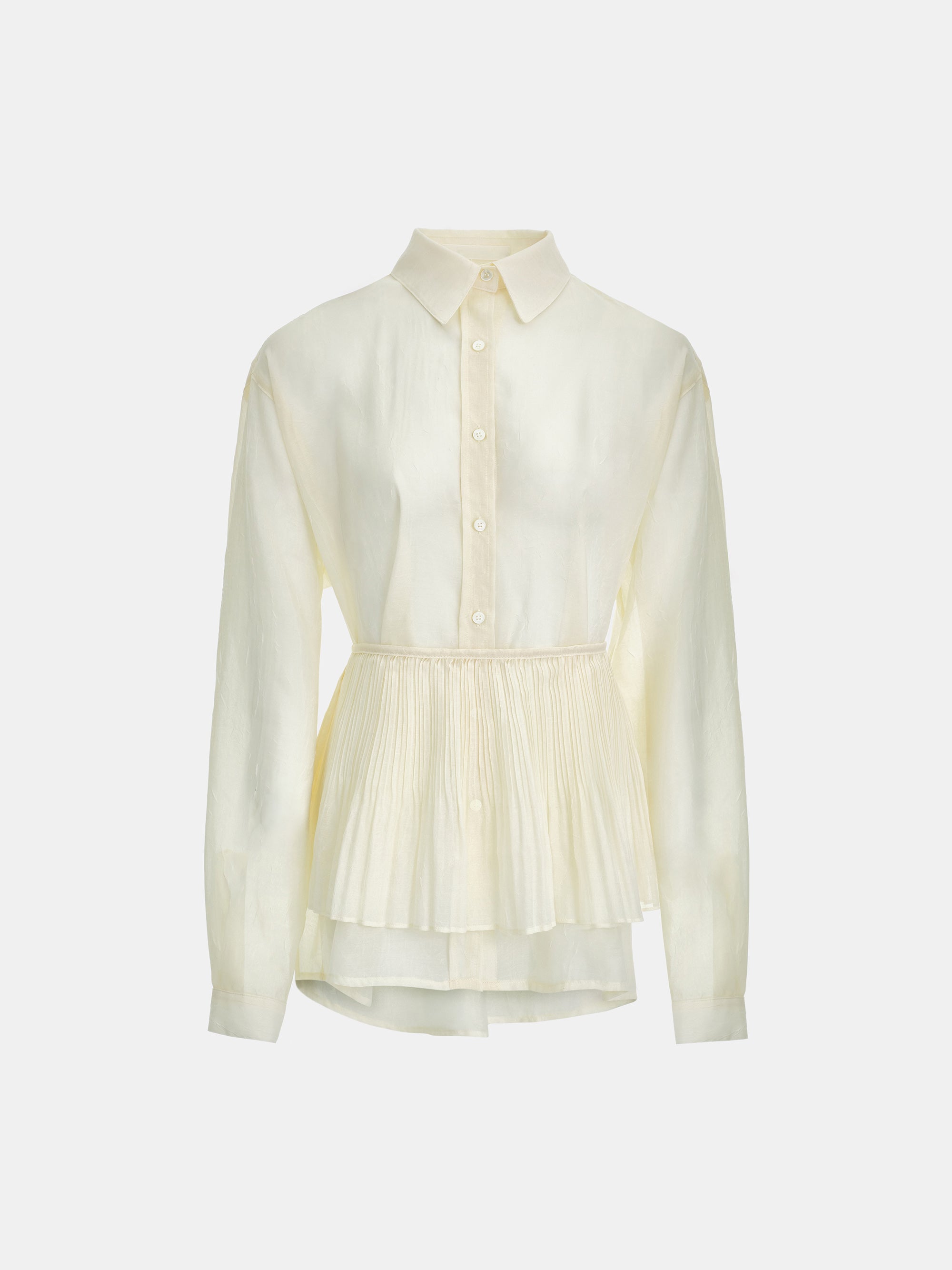 Pleated Panel Shirt, Ivory
