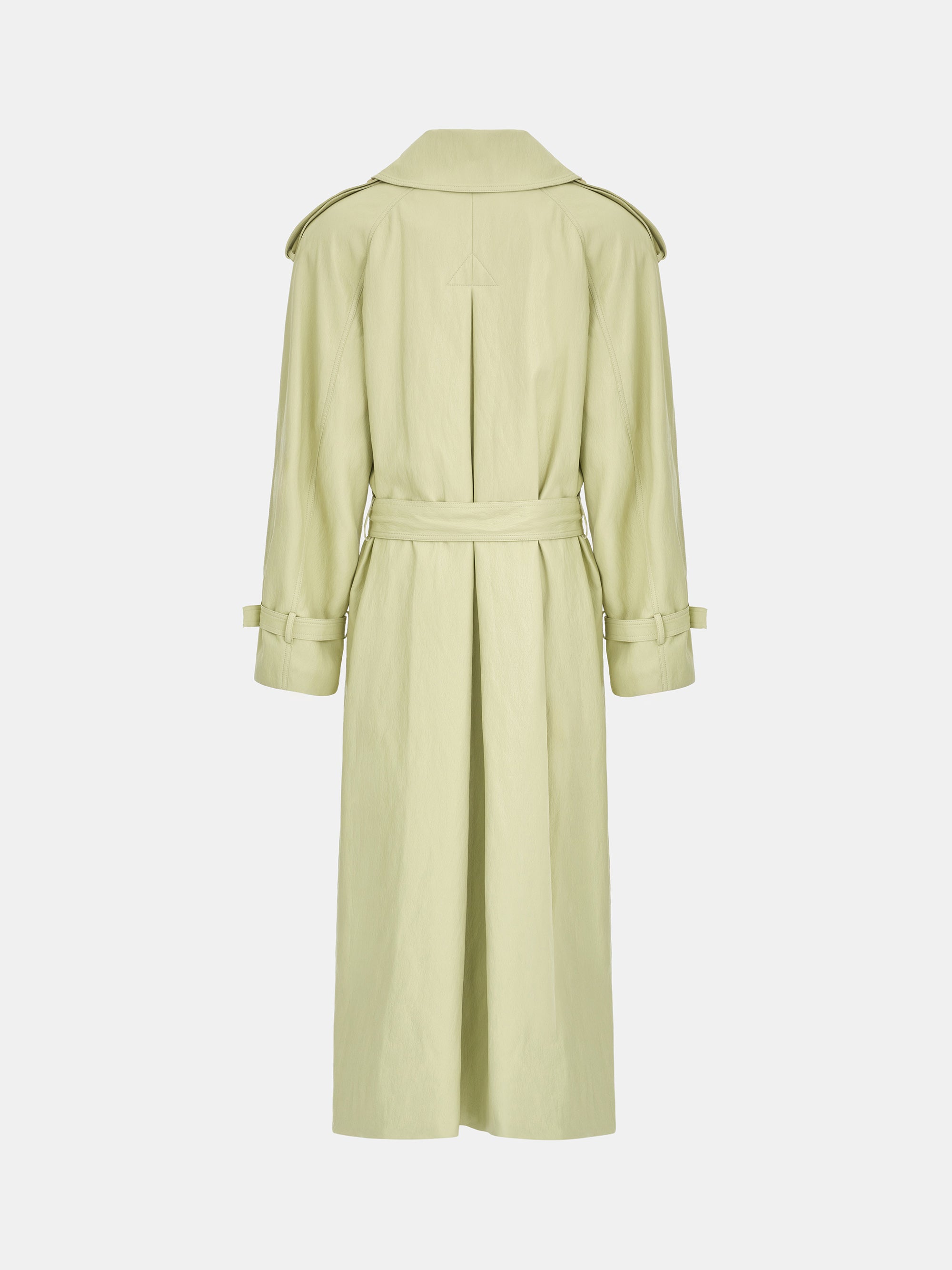 Oversized Faux-Leather Trench Coat, Yellow