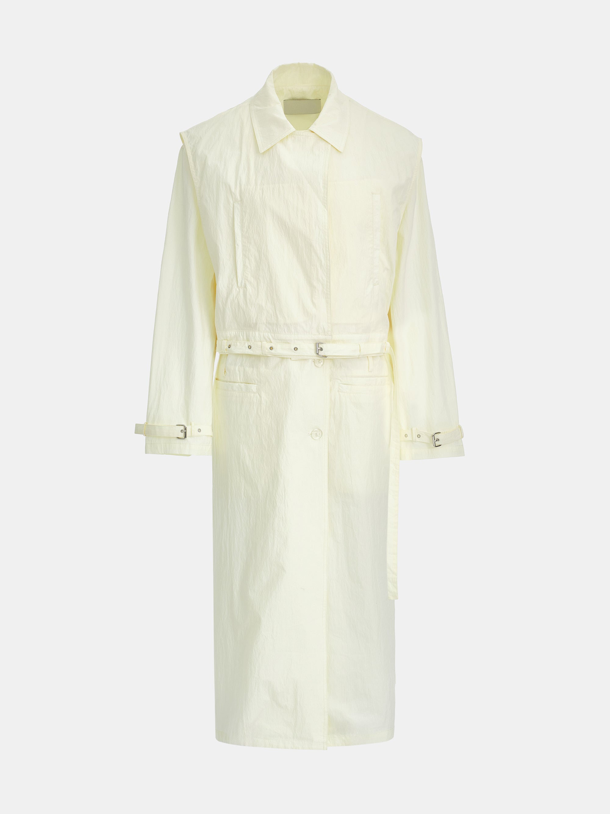 Overlay Trench Coat, Cream