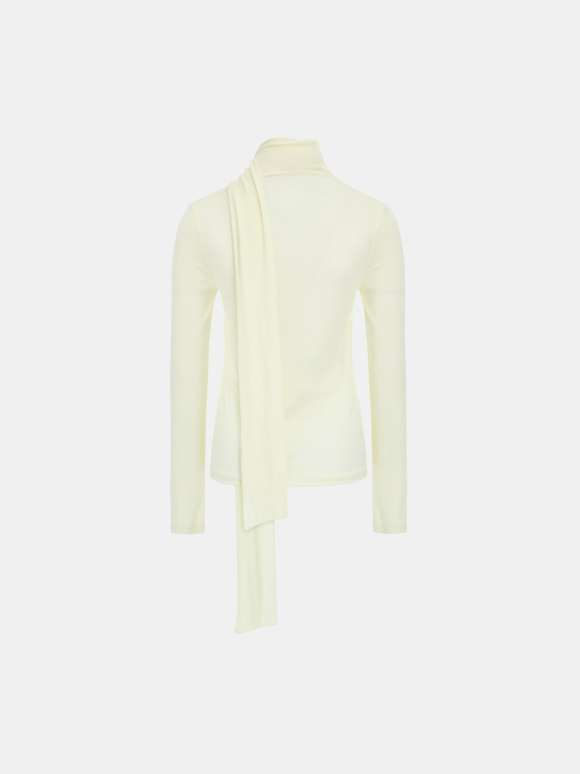 Tie Neck Jersey Top, Cream