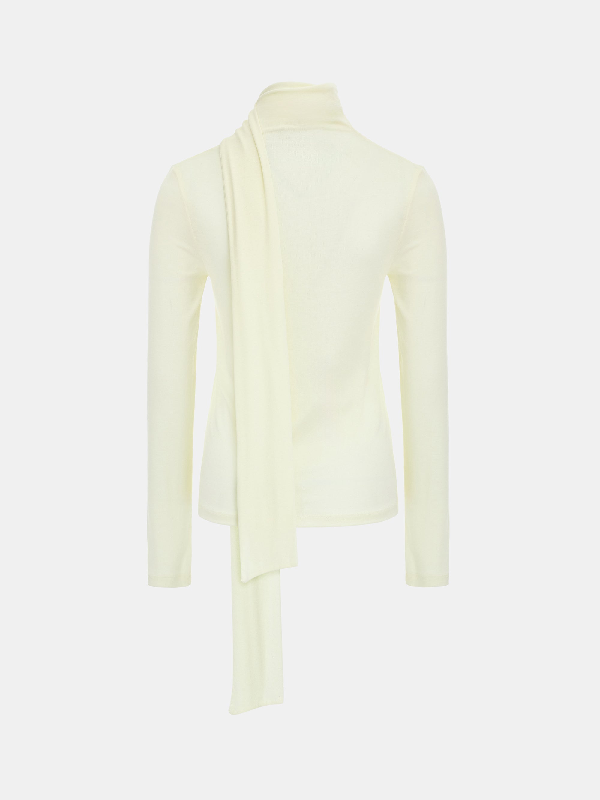 Tie Neck Jersey Top, Cream