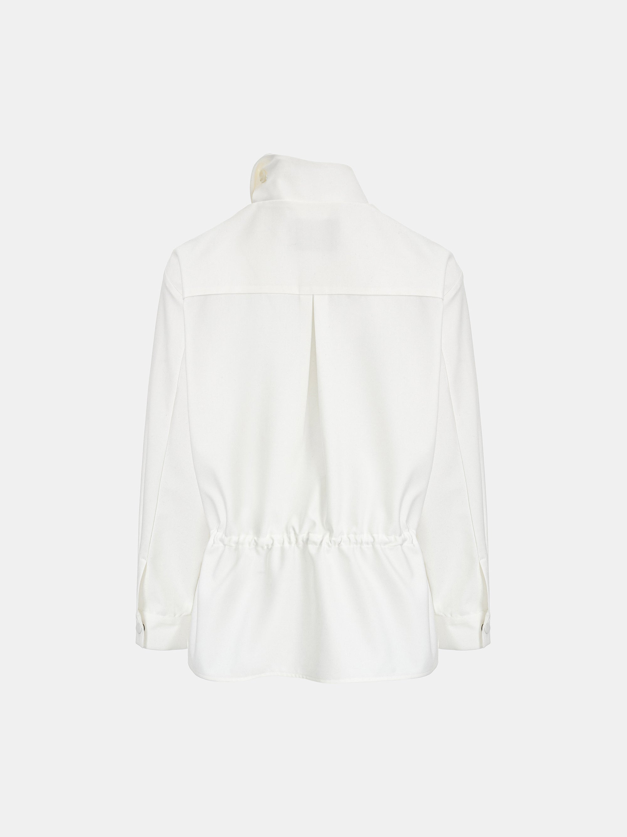 High-Neck Drawstring Jacket, Ivory