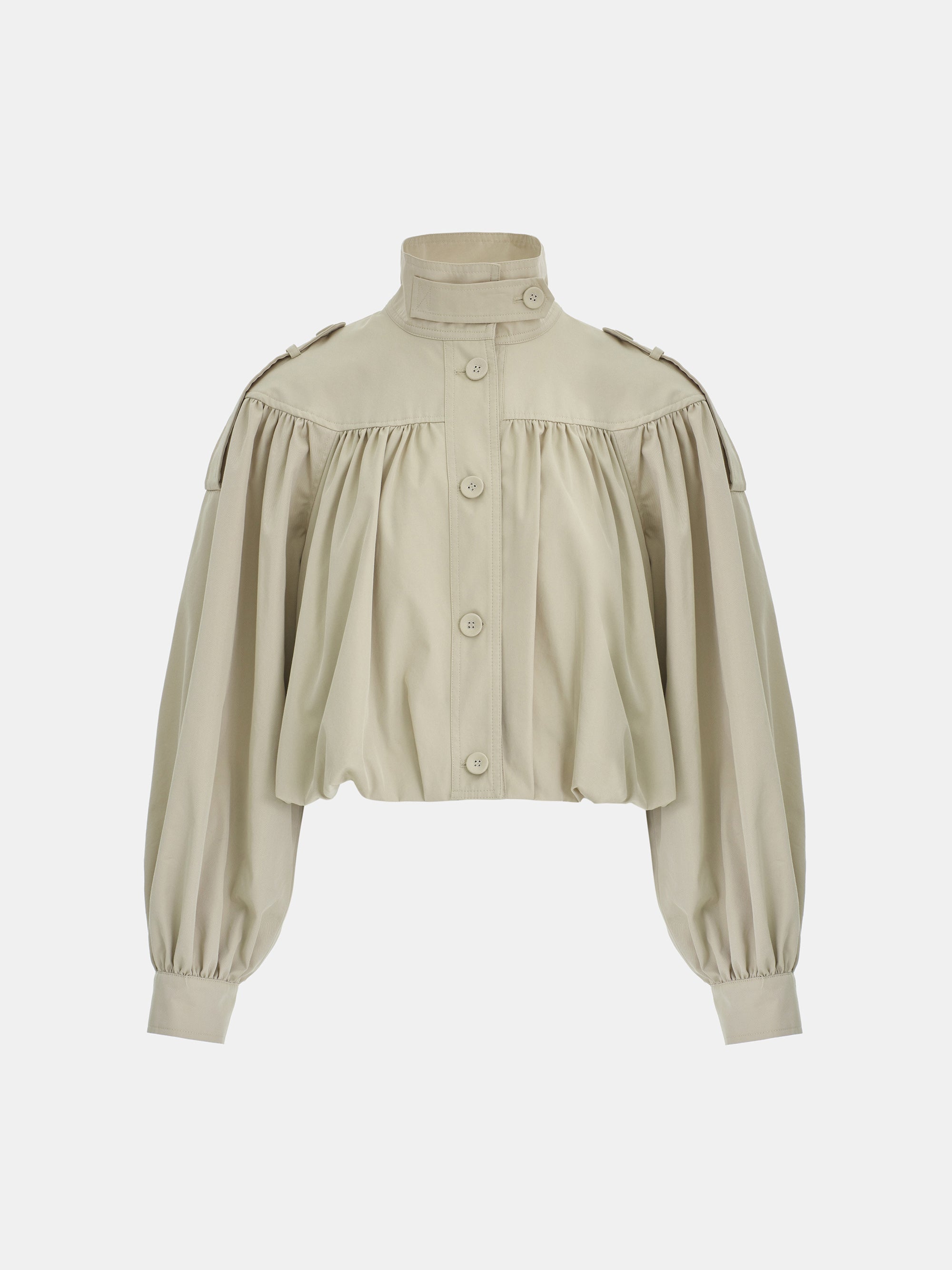 Gathered Blouson Jacket, Beige