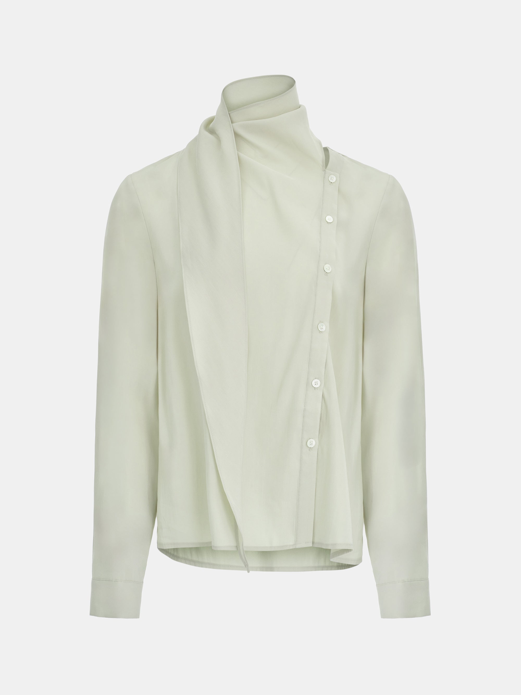 Draped Scarf Blouse, Beige