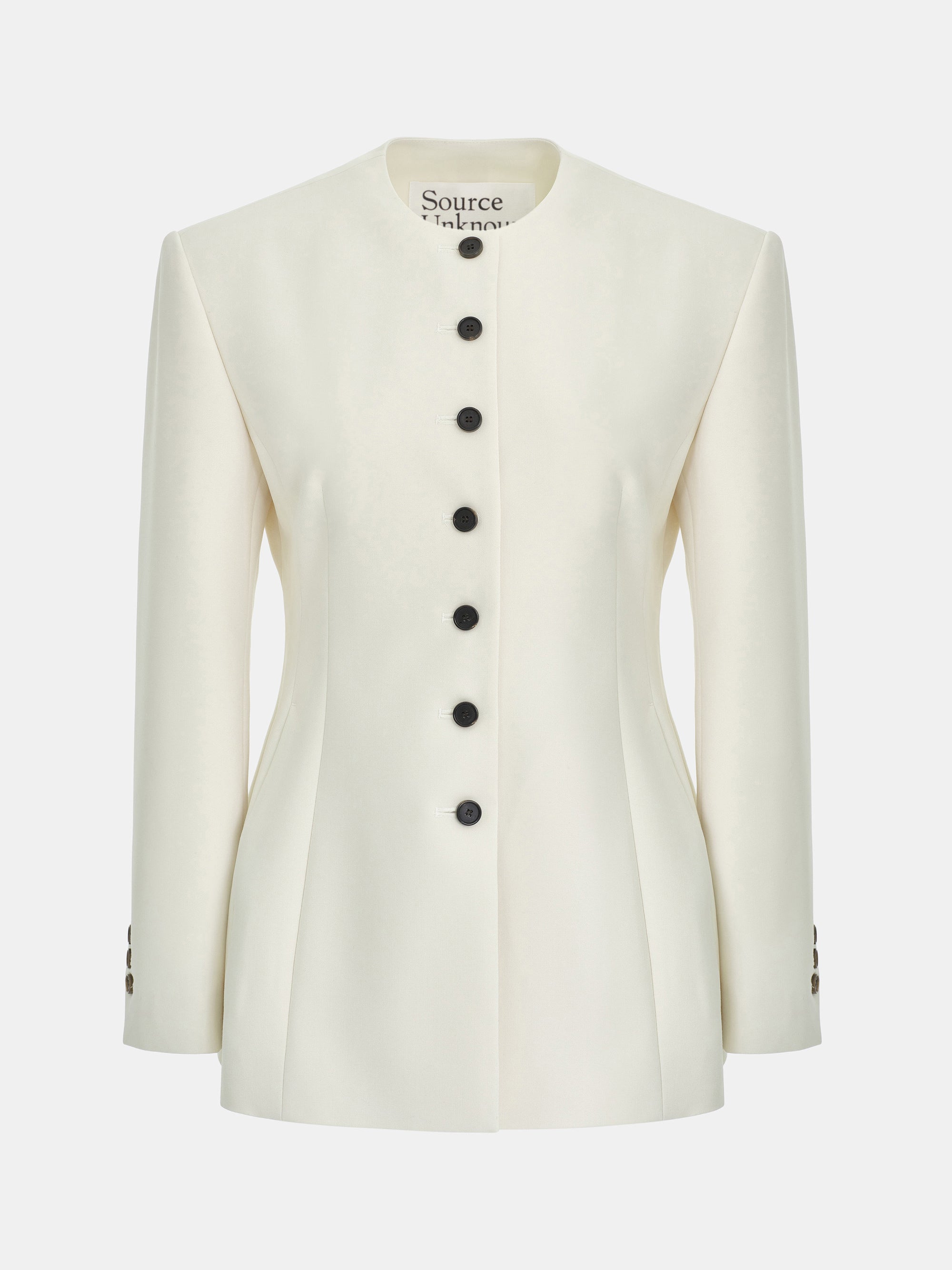 Siena Cinched Collarless Blazer, Ivory
