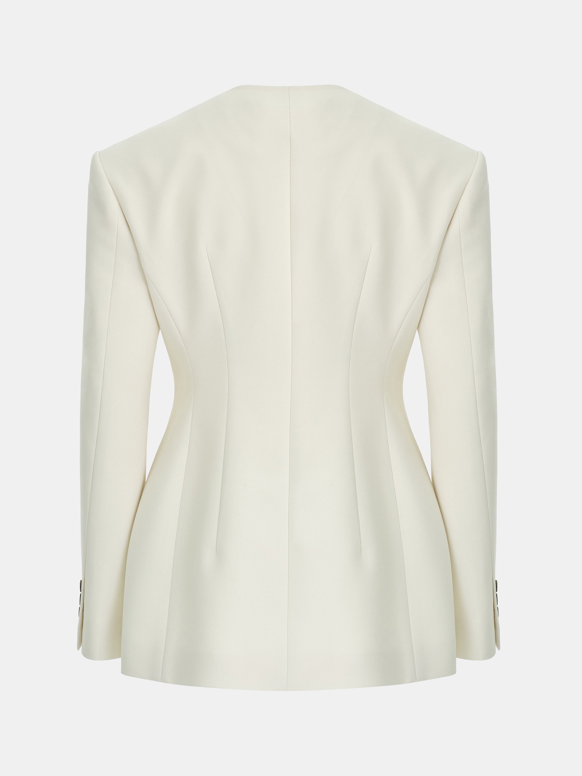Siena Cinched Collarless Blazer, Ivory