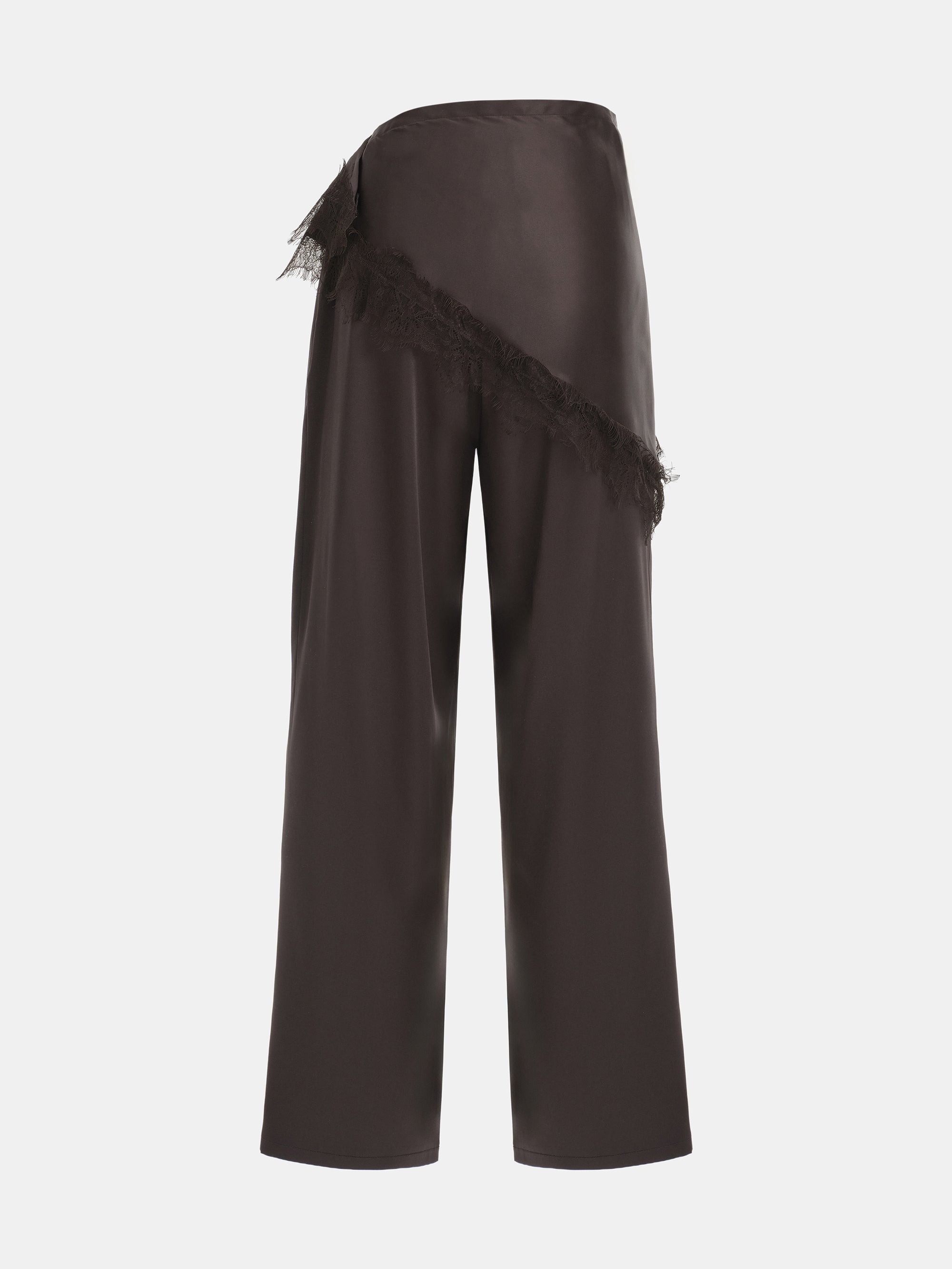 Layered Satin-Effect Trousers, Brown