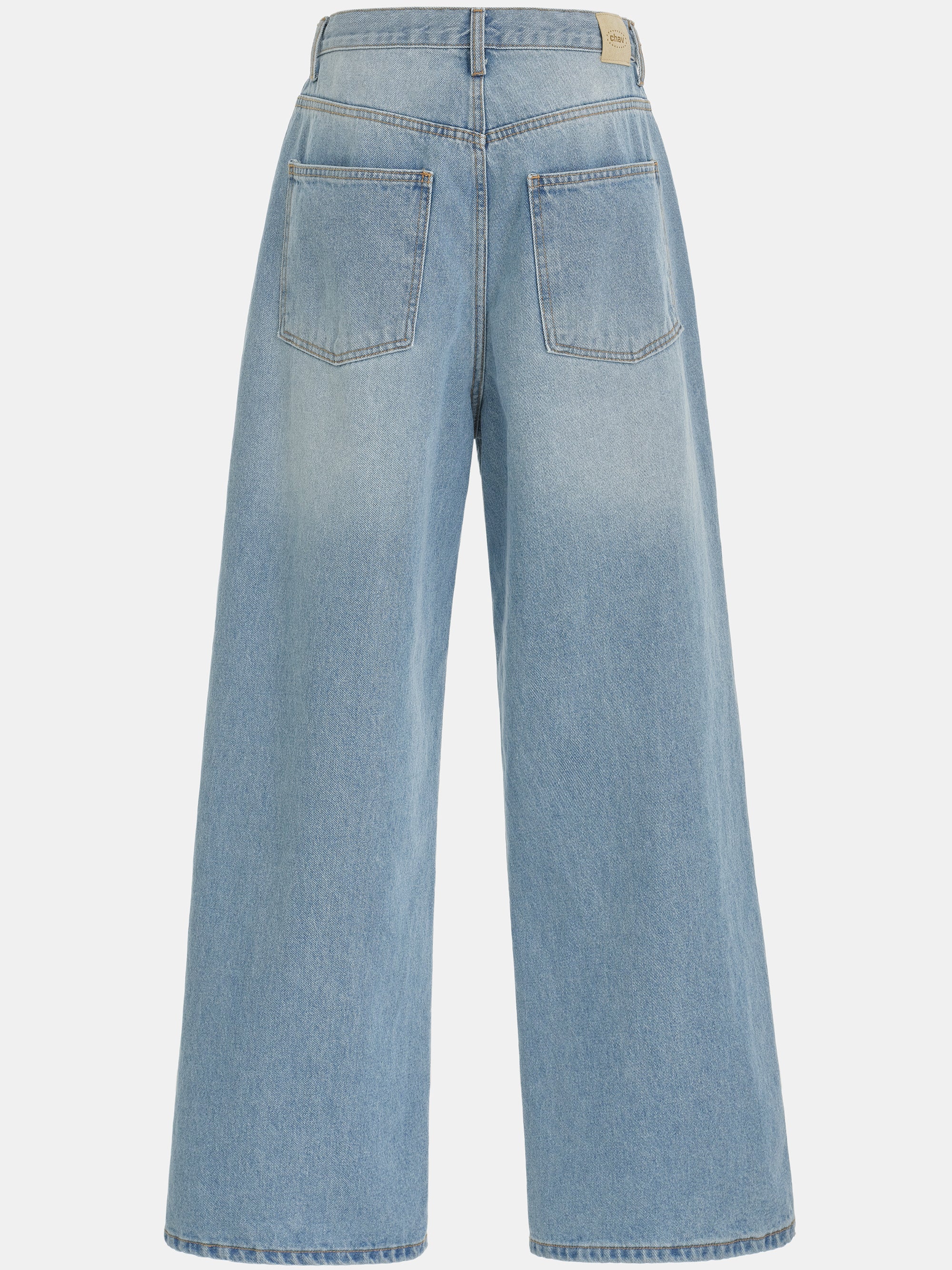 Drawstring Patch Pocket Jeans, Light Blue