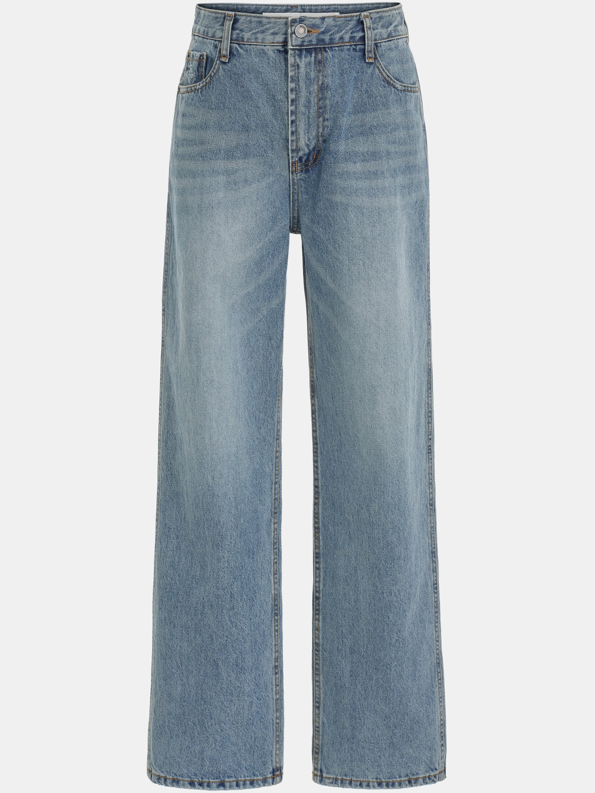 Full-Length Straight Jeans, Light Blue