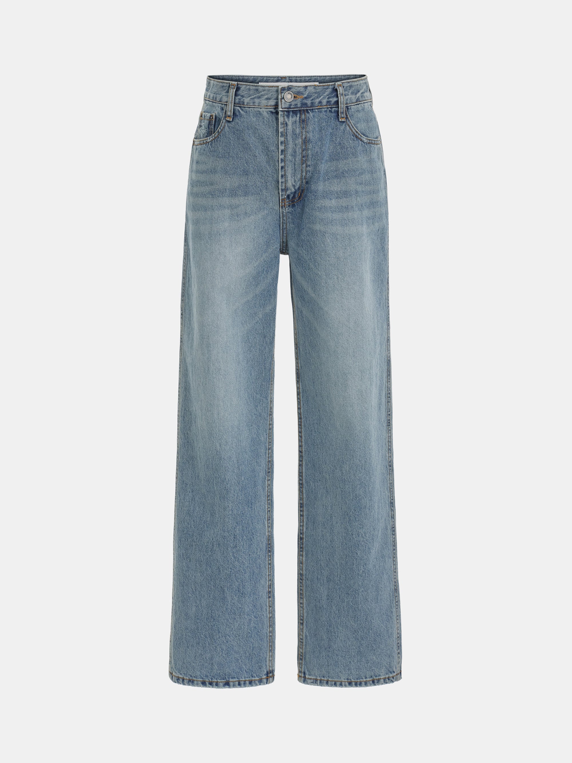 Full-Length Straight Jeans, Light Blue