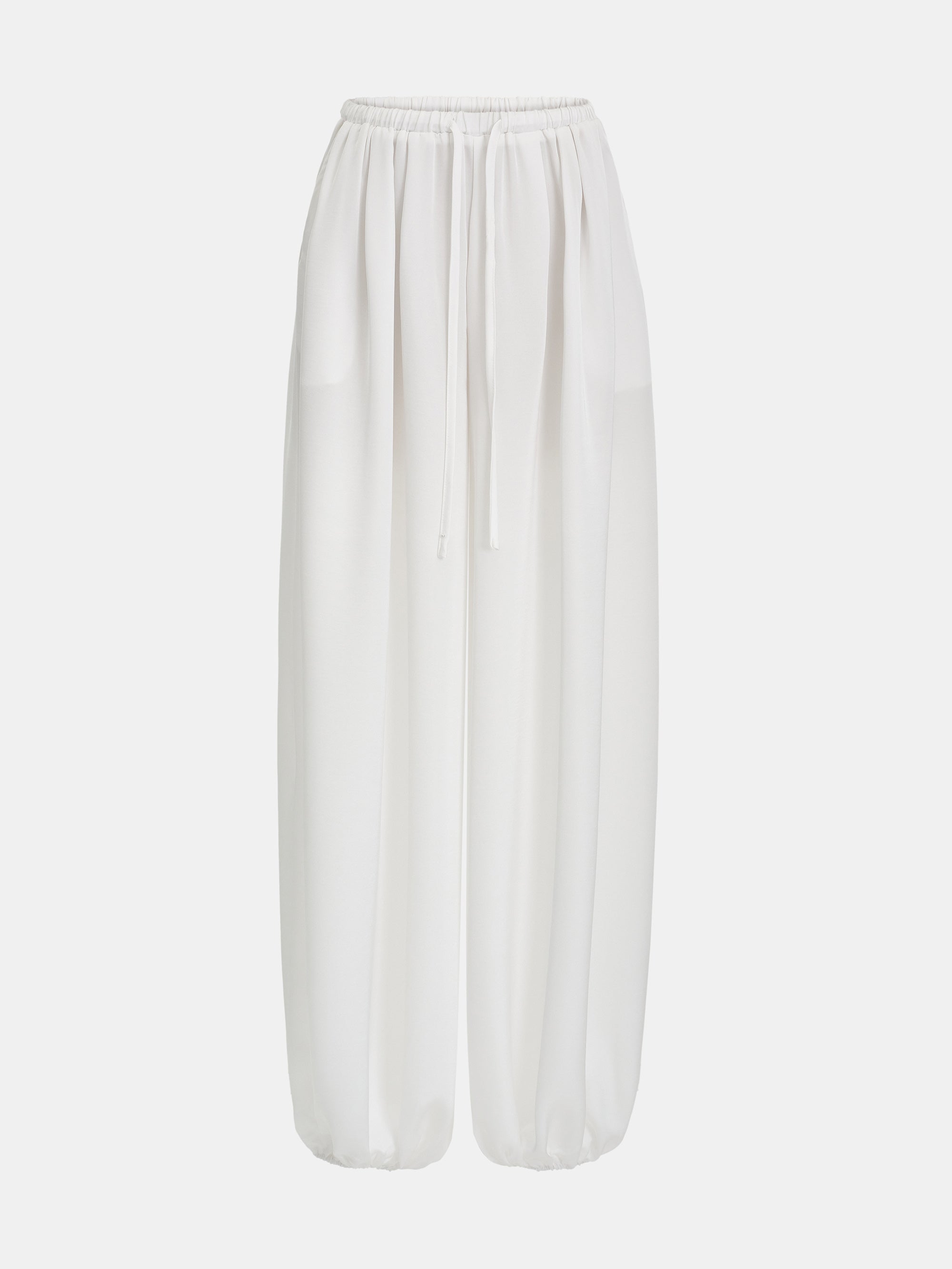 Elasticated Satin-Effect Balloon Pants, Ivory