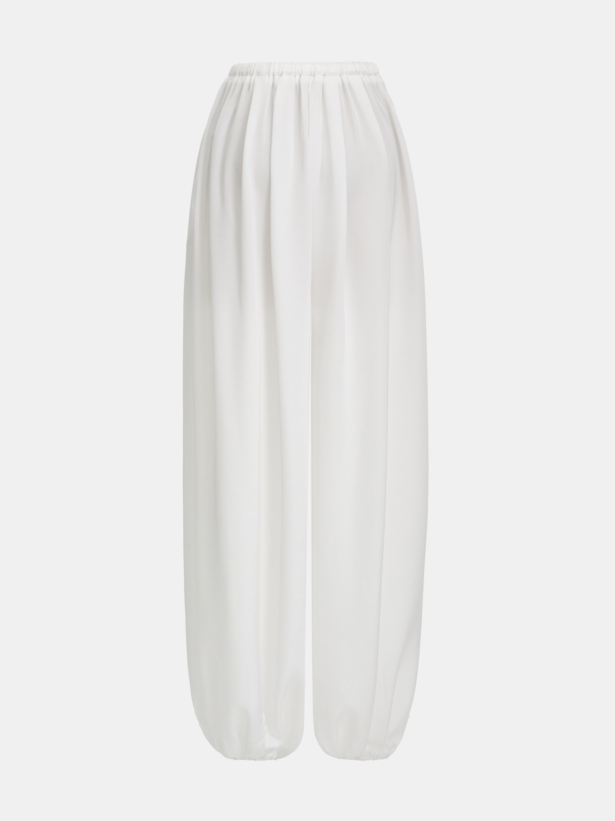 Elasticated Satin-Effect Balloon Pants, Ivory