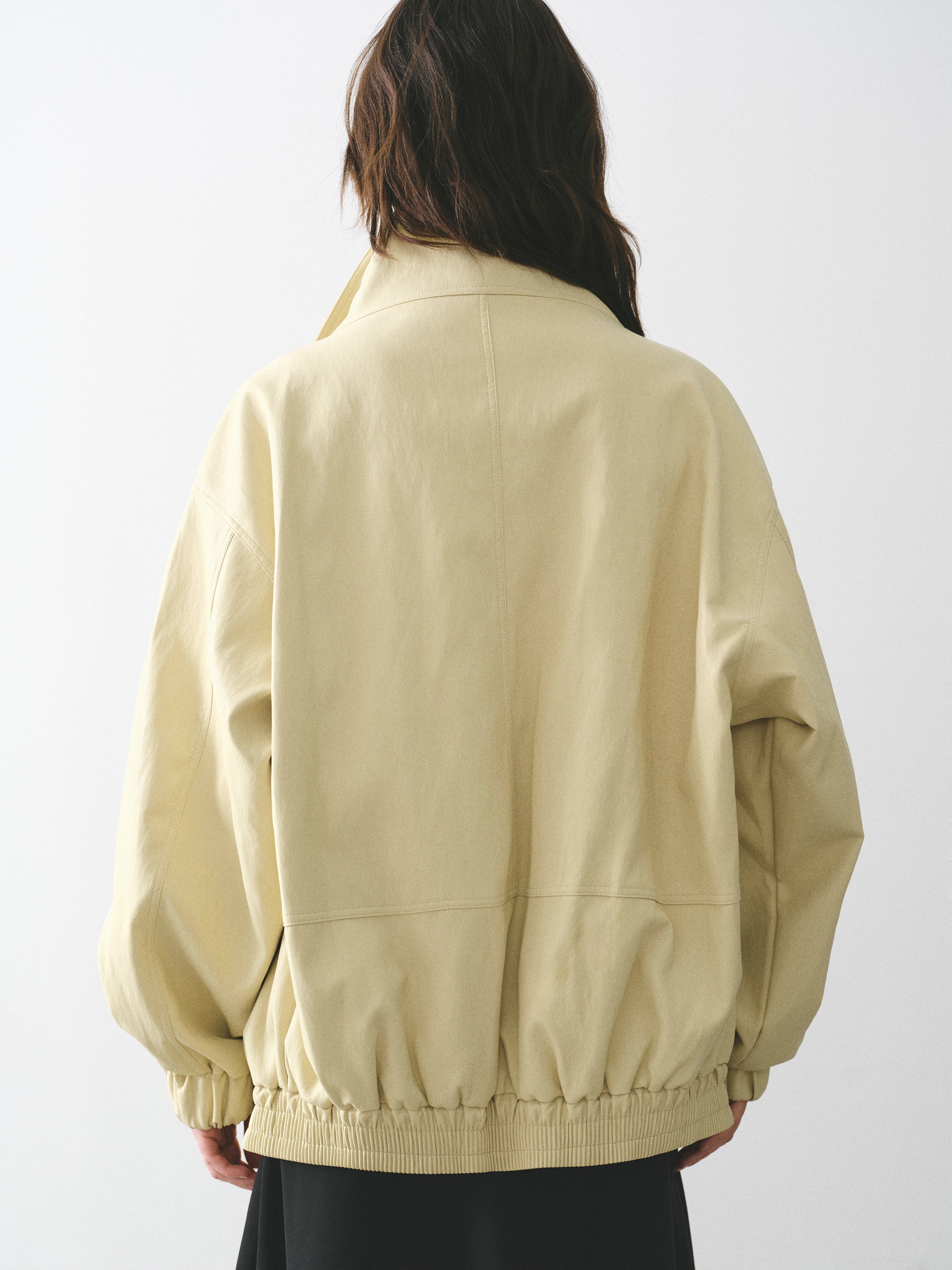 High-Neck Faux-Leather Blouson, Butter