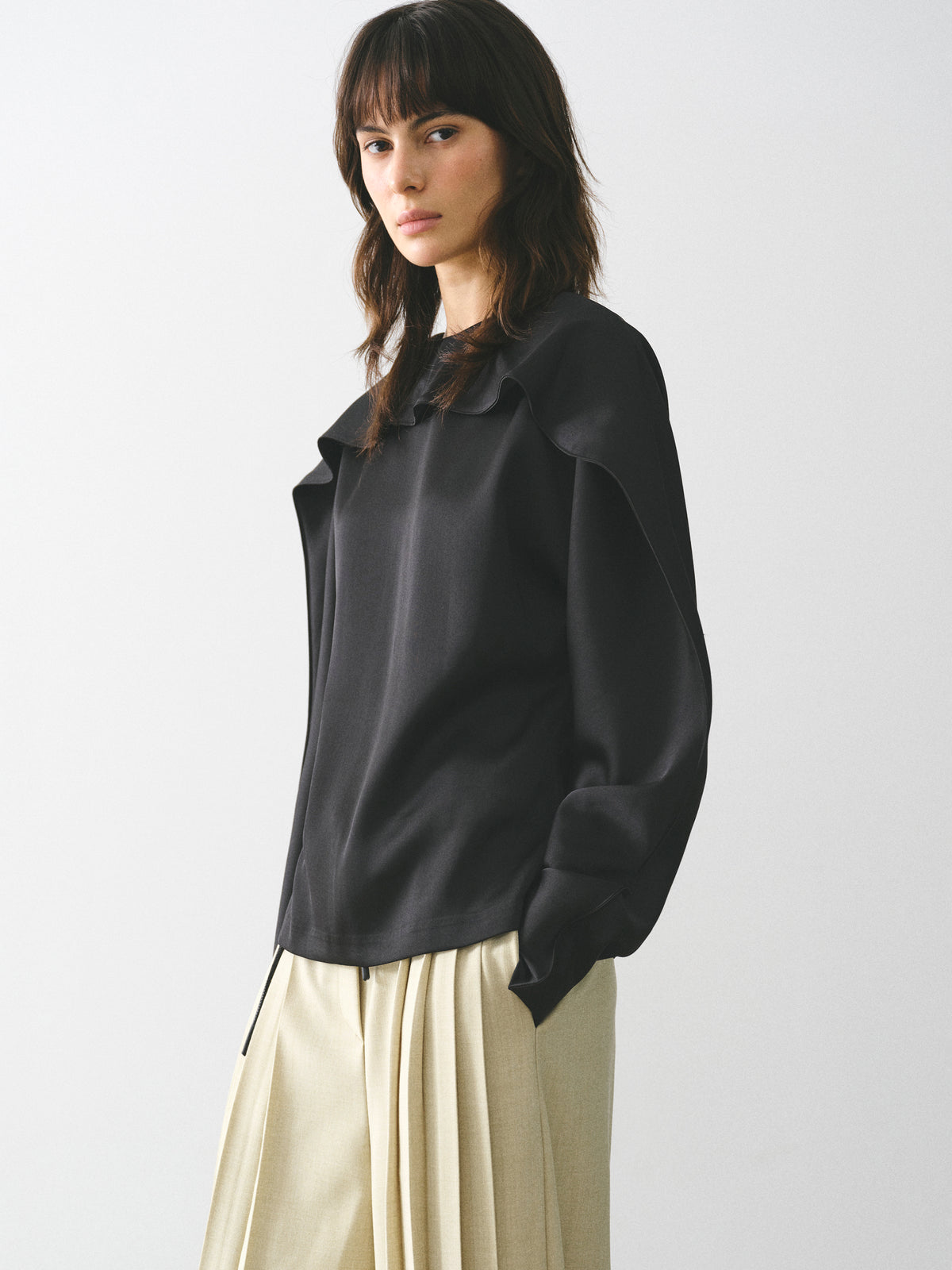 Onelle Fluid Satin Blouse, Black