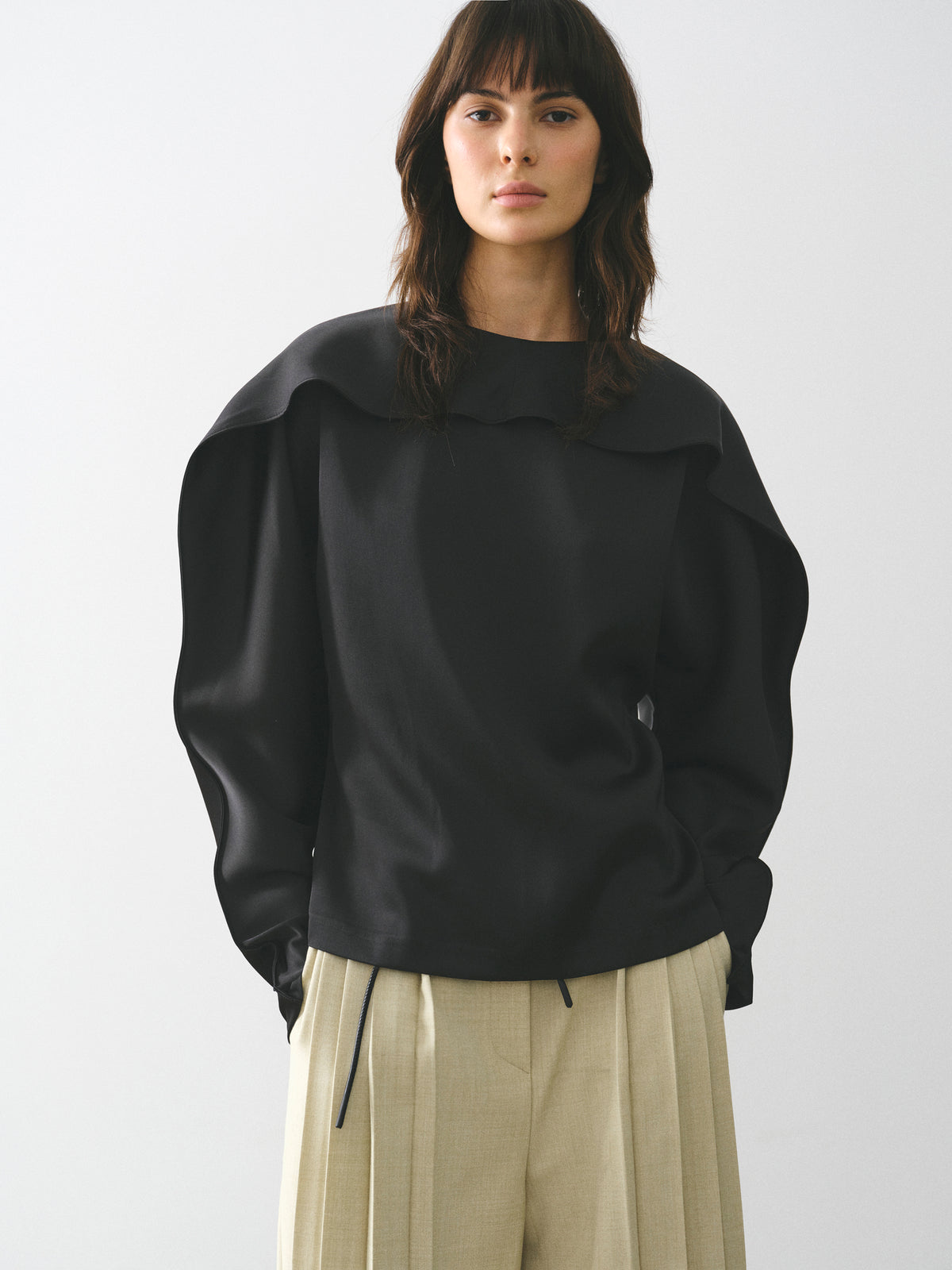 Onelle Fluid Satin Blouse, Black