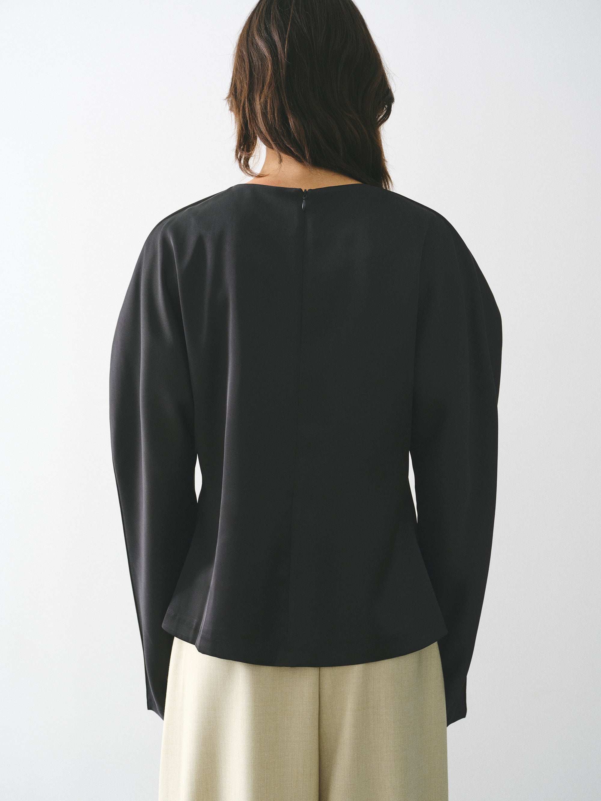 Fluid Satin Blouse, Black