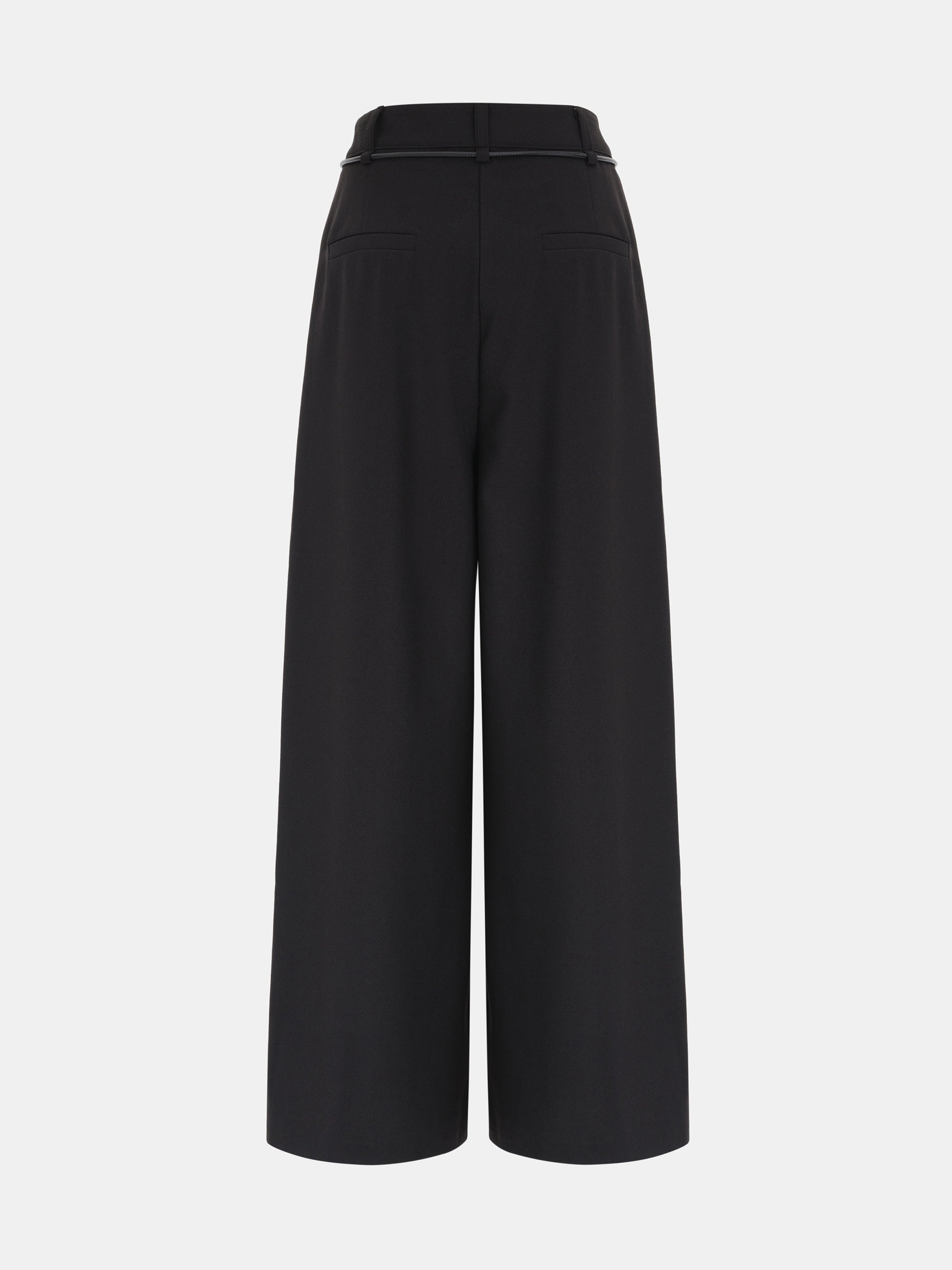 Tie-Belt Pleated Trousers, Black