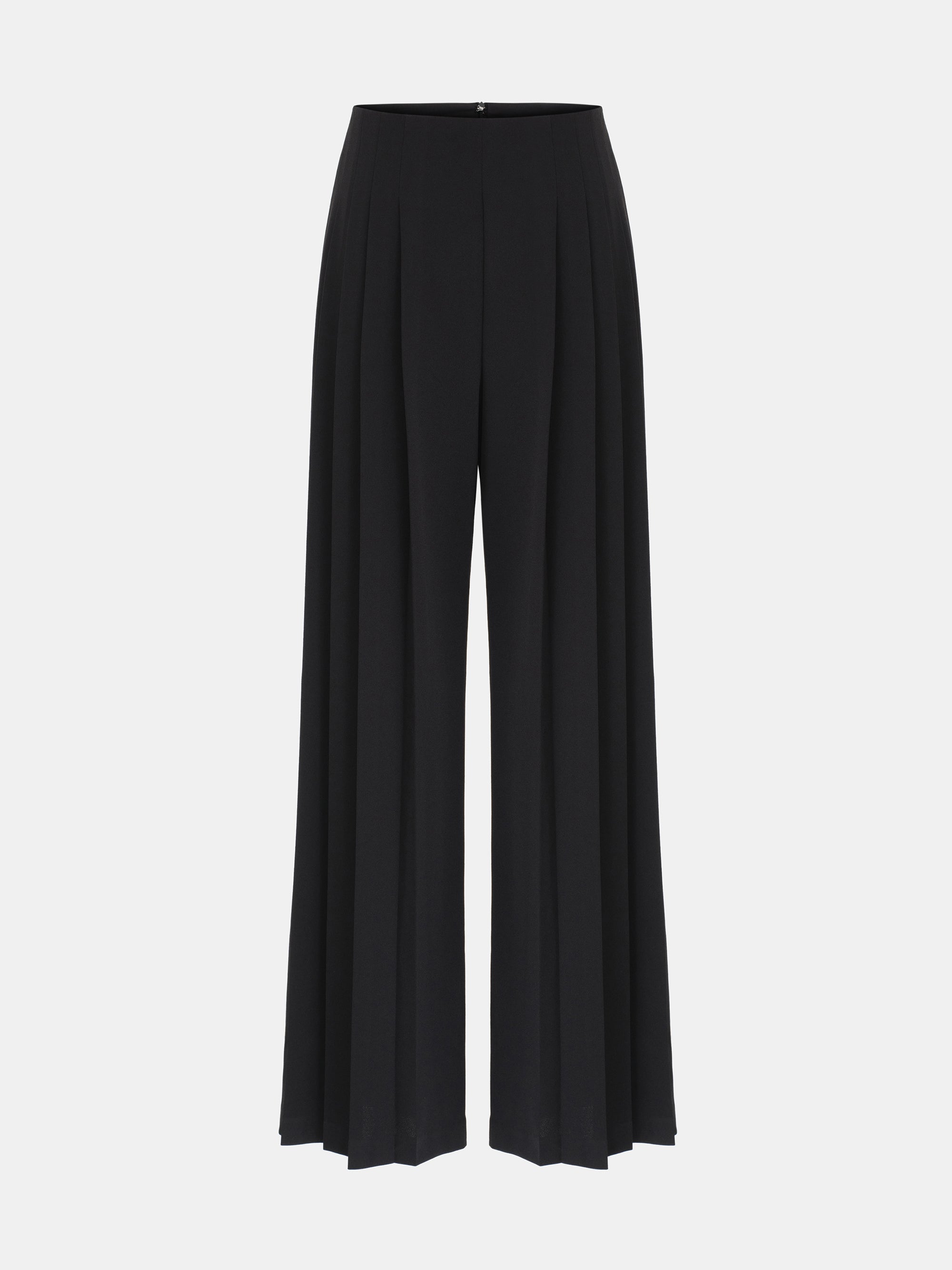 Cassini Pleated Long Trousers, Black