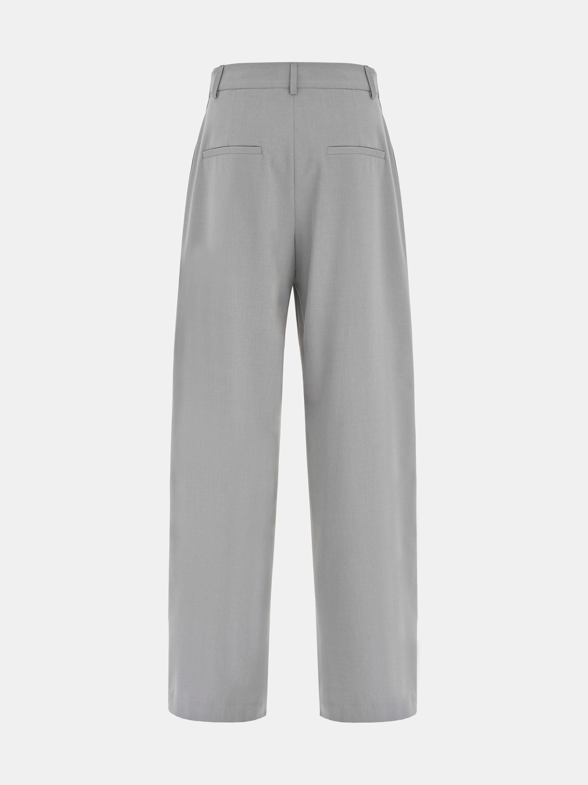 Foldover Wide-Leg Trousers, Grey