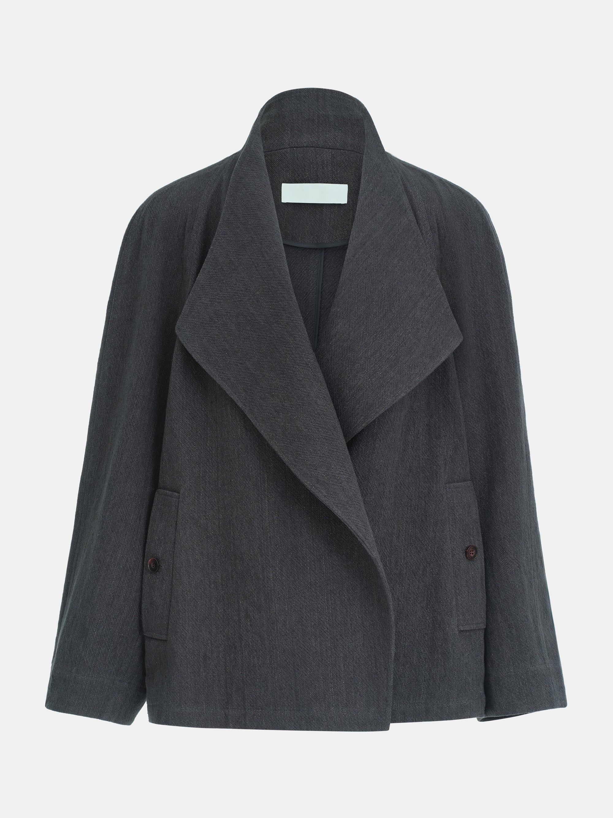 Shawl-Collar Linen-Blend Jacket, Charcoal