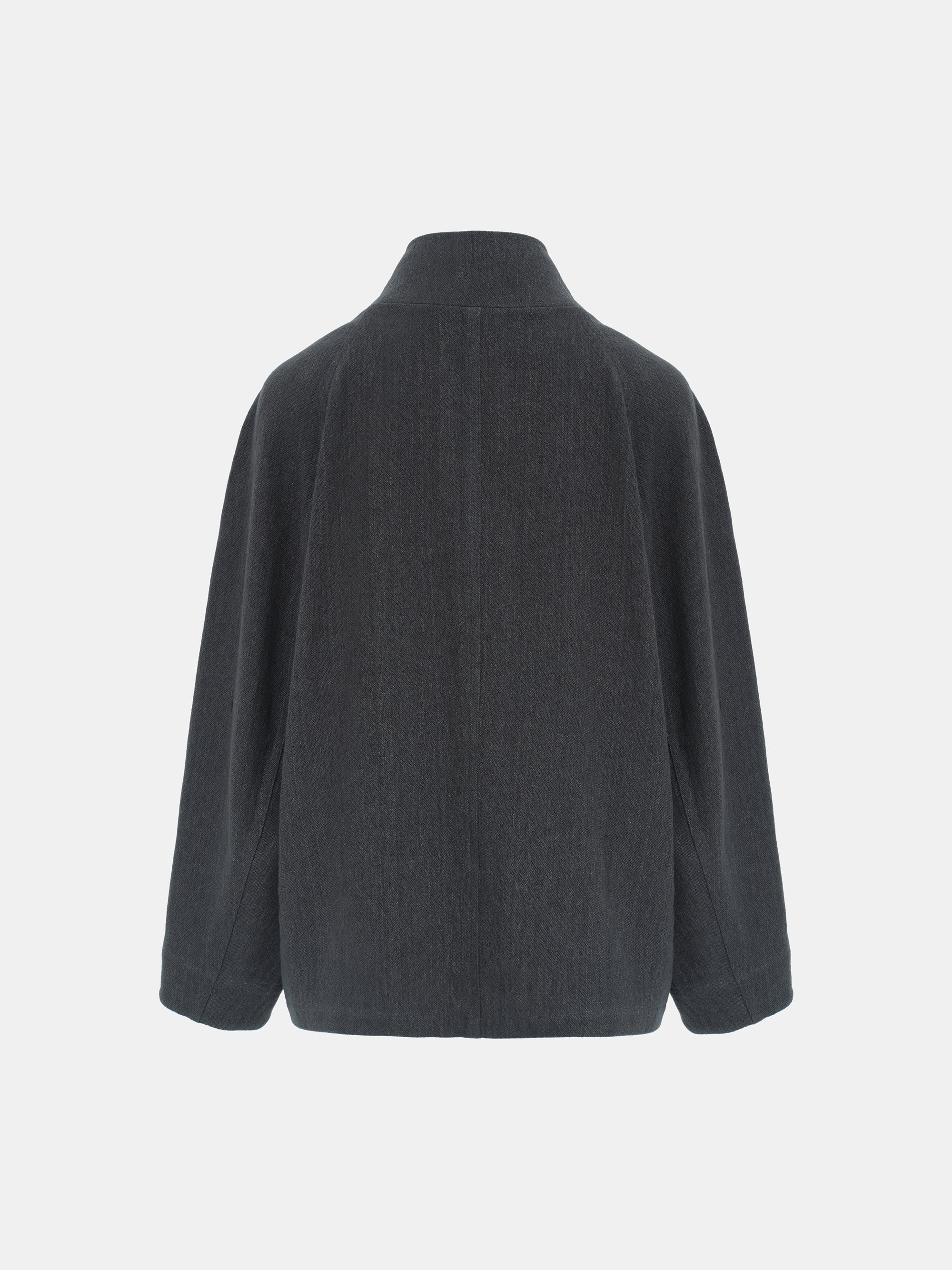 Shawl-Collar Linen-Blend Jacket, Charcoal