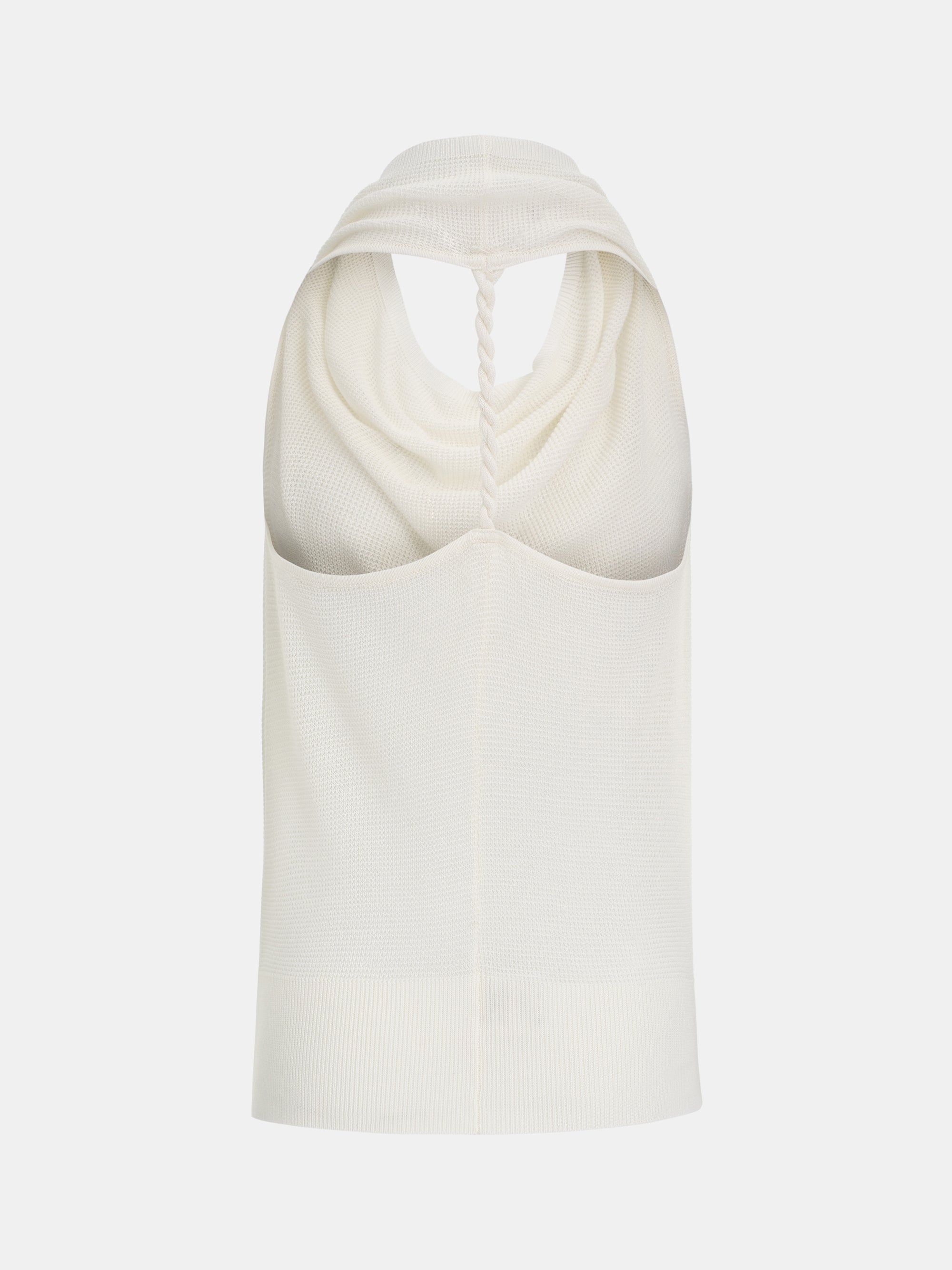 Cowl-Neck Halter Knit Top, Ivory
