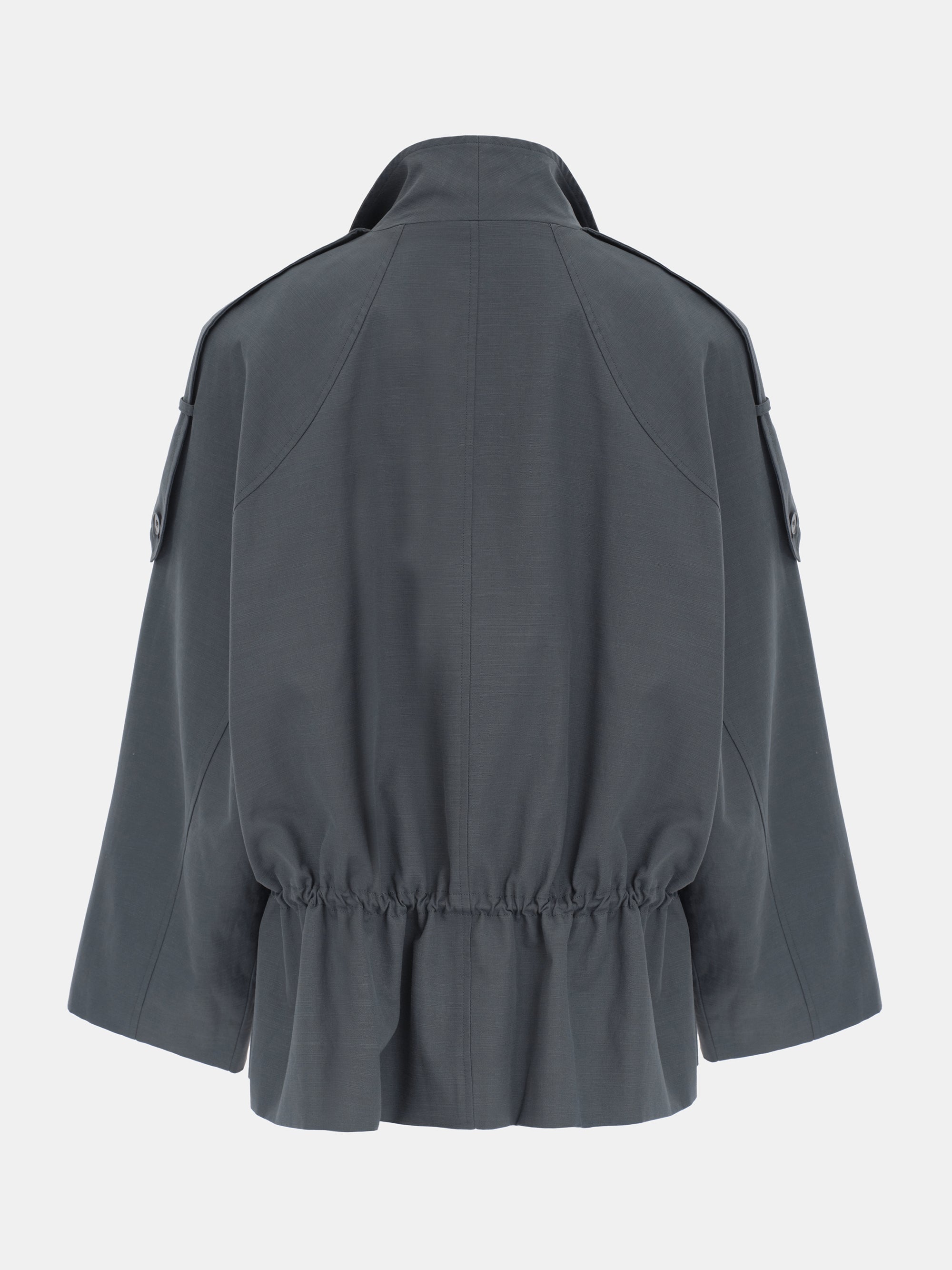 Drawstring Short Trench Jacket, Charcoal