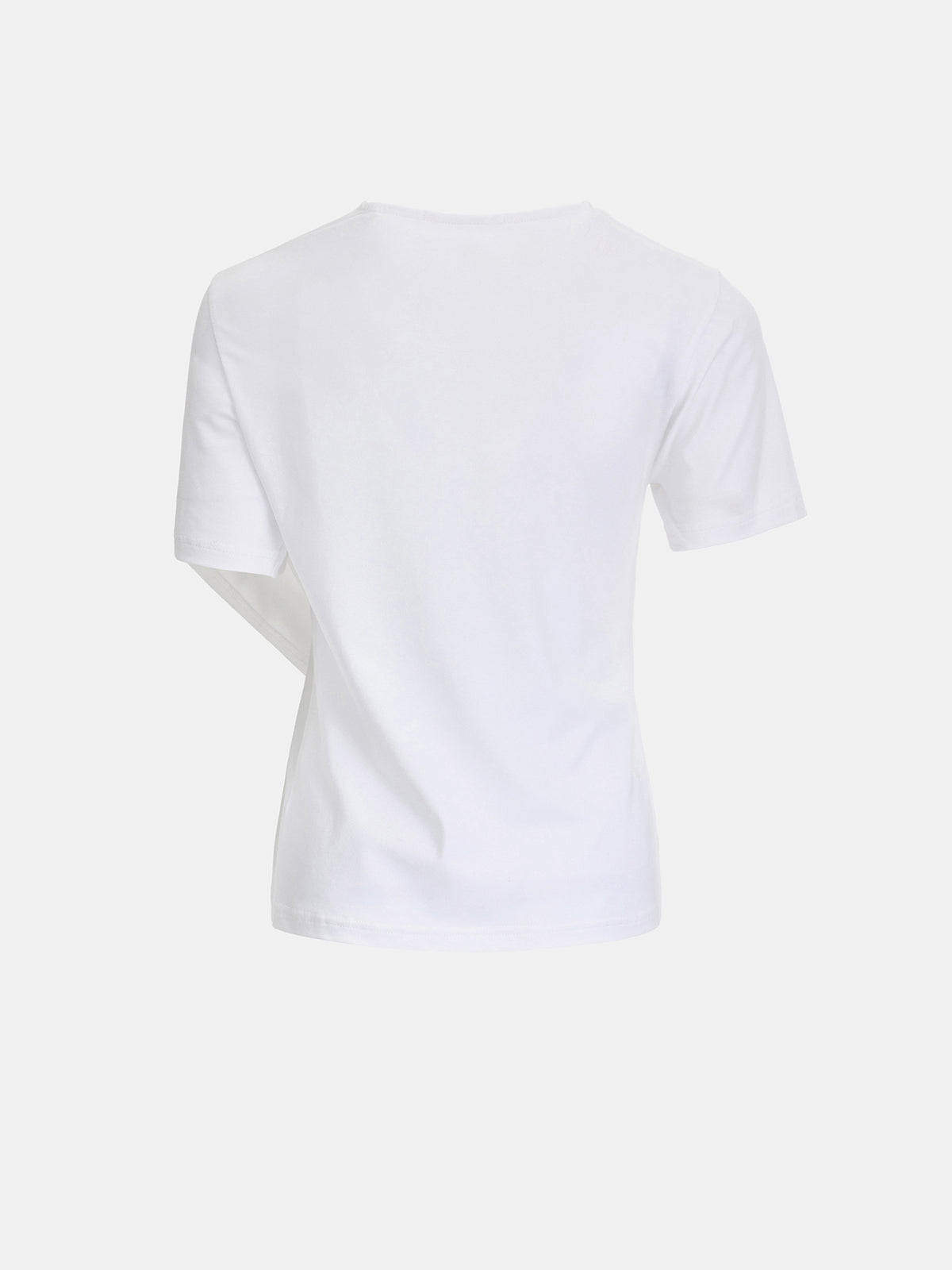 Eledra Asymmetric Ruched T-Shirt, White