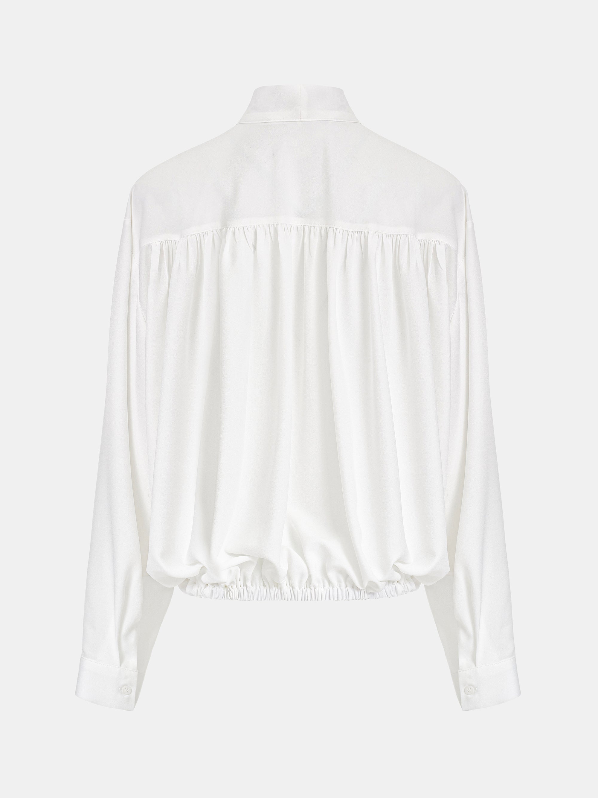 Ruched Tie-Detail Blouse, White
