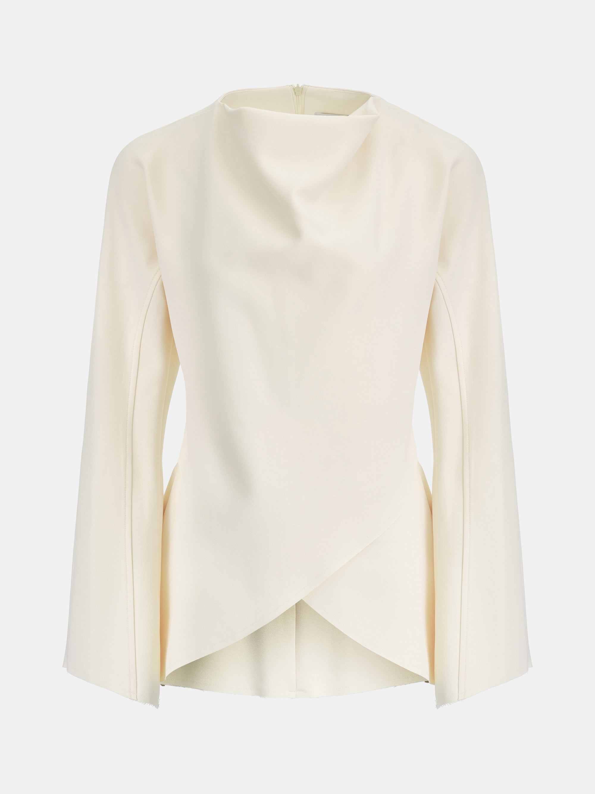 Crepe Cowl-Neck Top, Cream