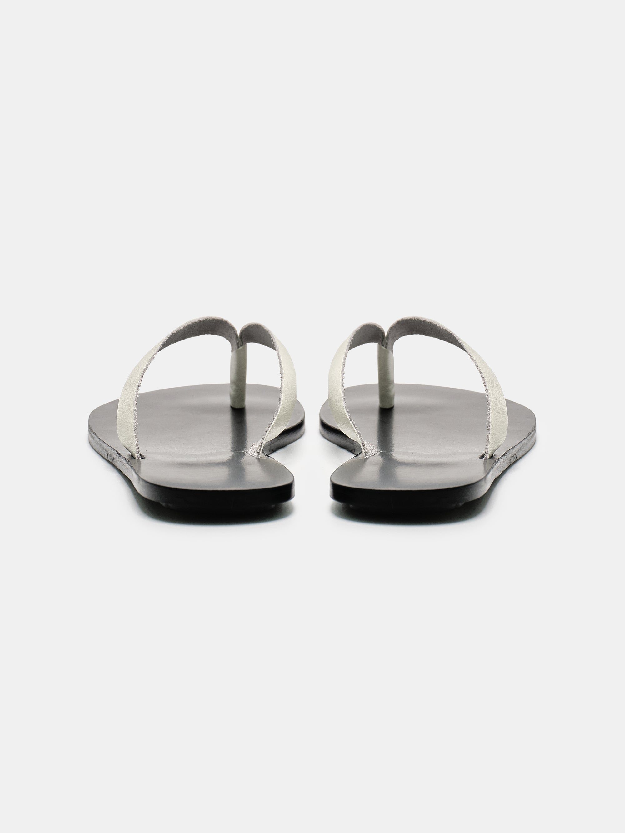 Leather Strap Flip-Flops, Cream
