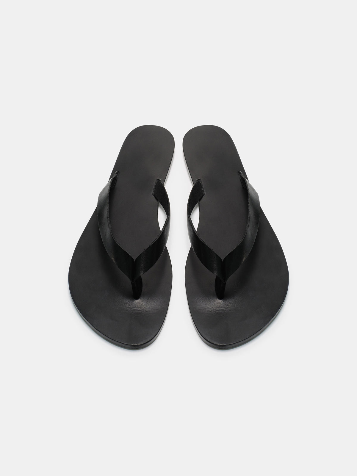 Leather Strap Flip-Flops, Black