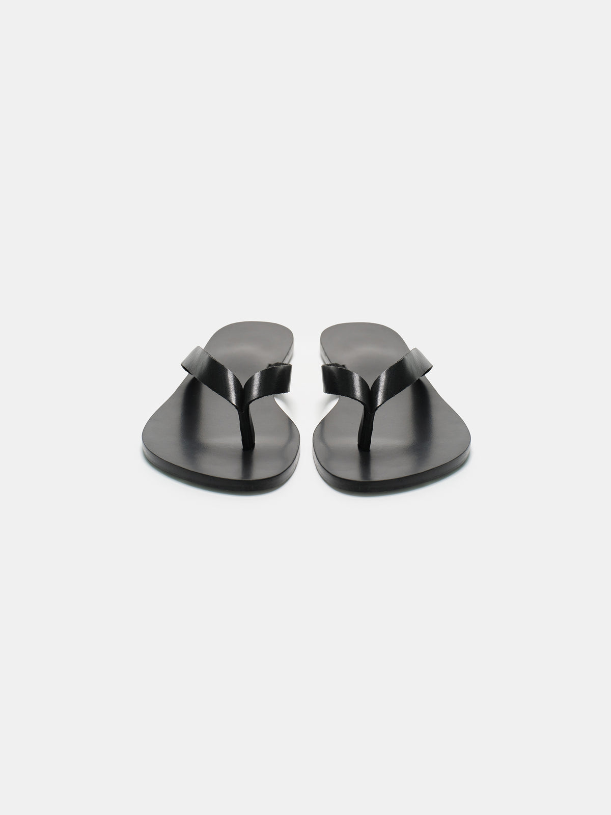 Leather Strap Flip-Flops, Black