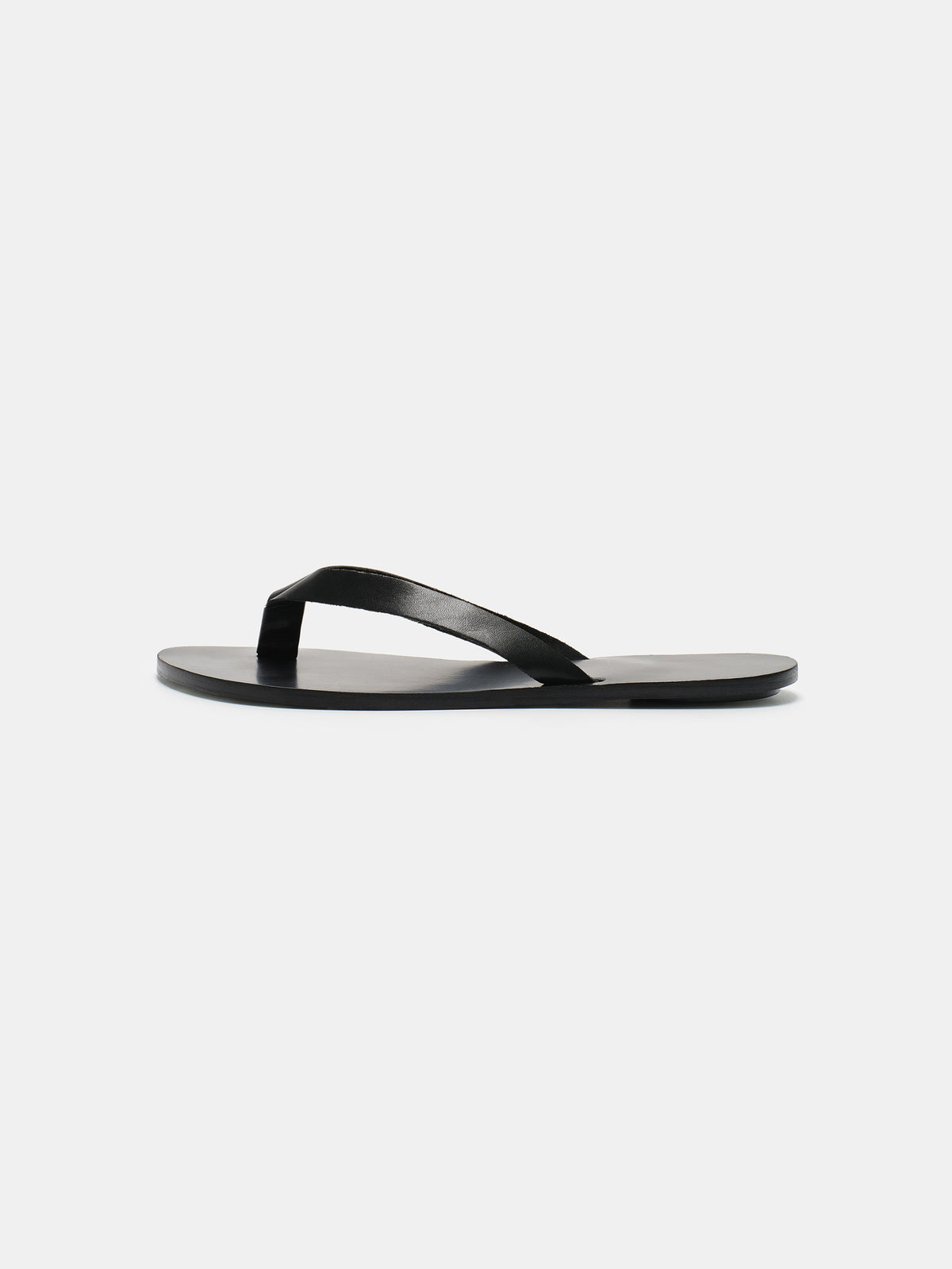 Leather Strap Flip-Flops, Black