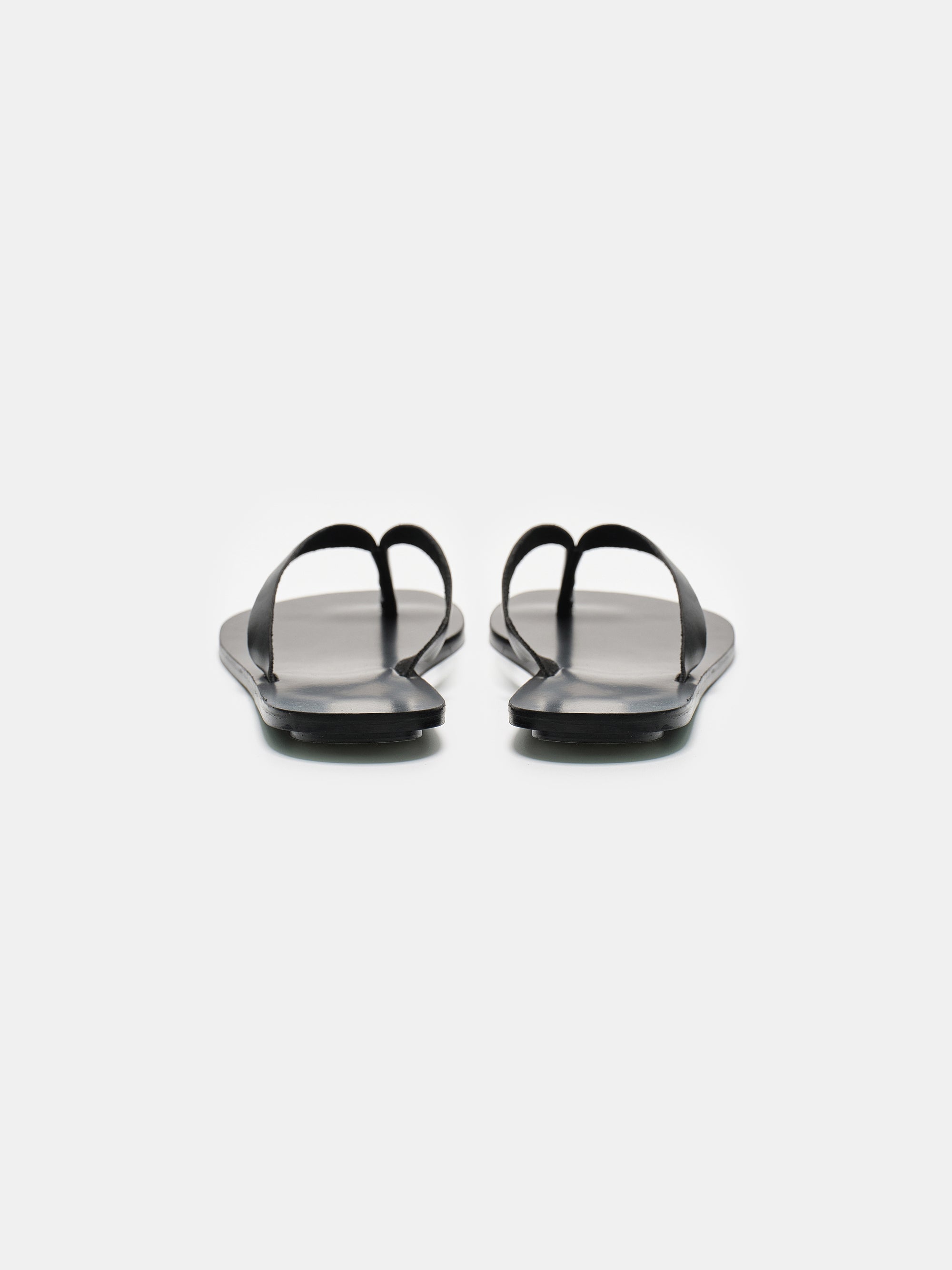 Leather Strap Flip-Flops, Black
