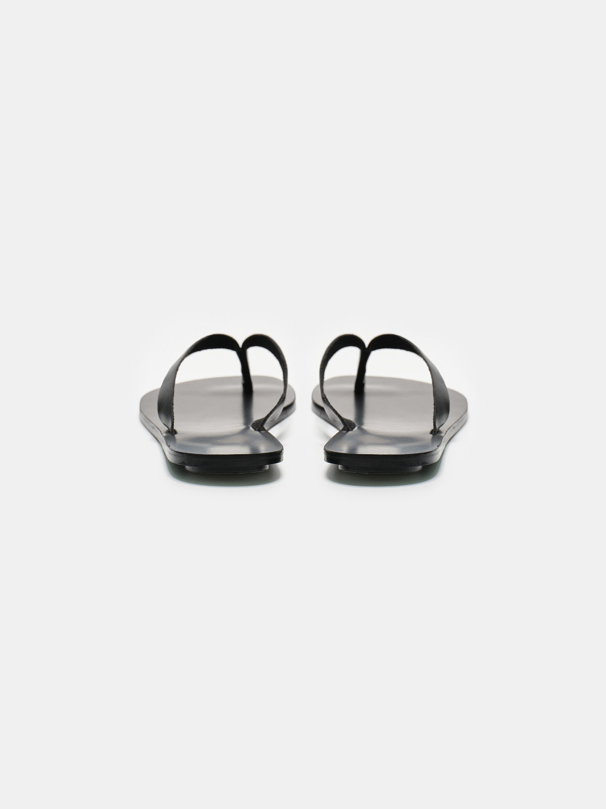 Leather Strap Flip-Flops, Black