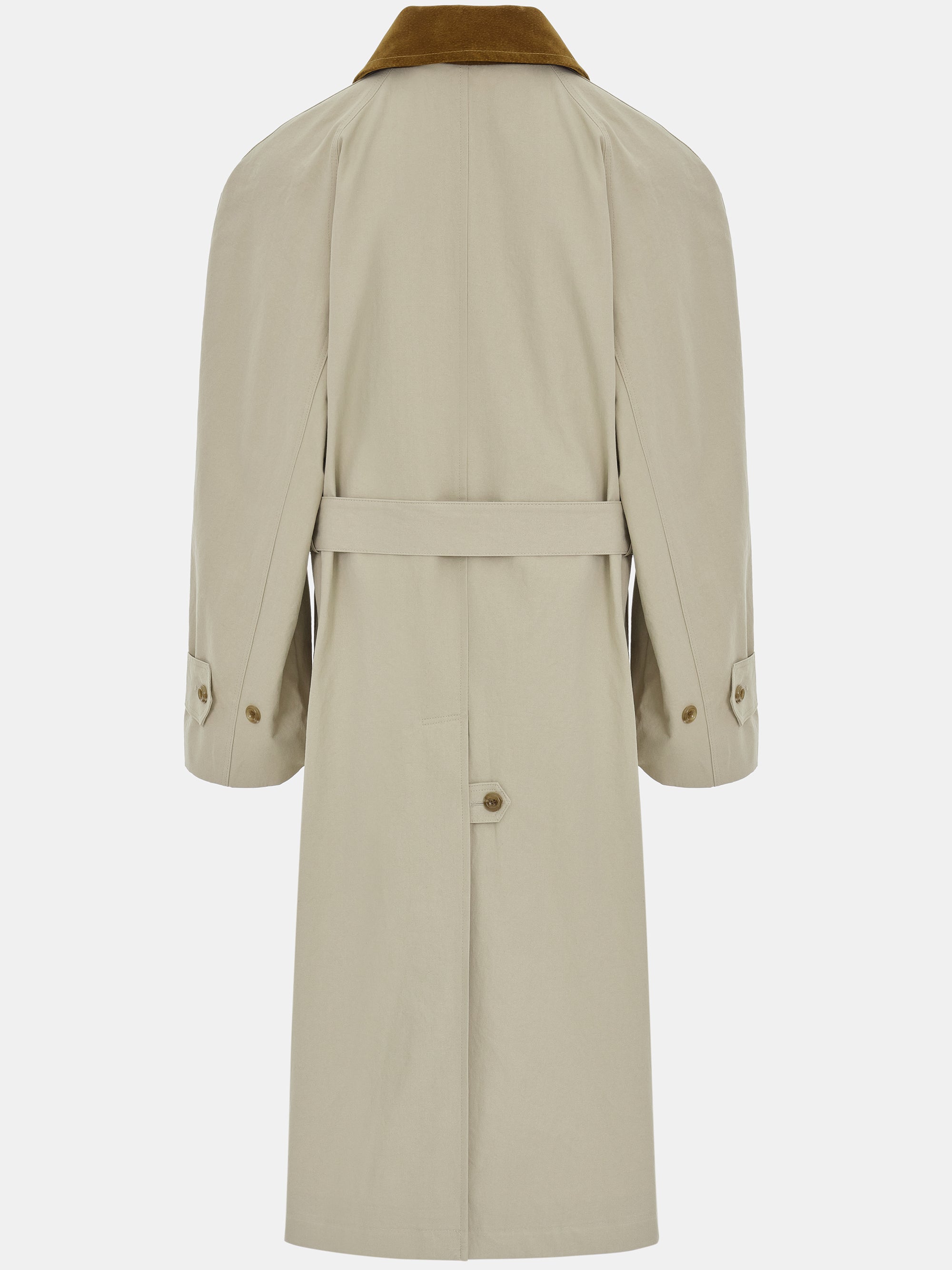 Suede-Collar Car Coat, Beige