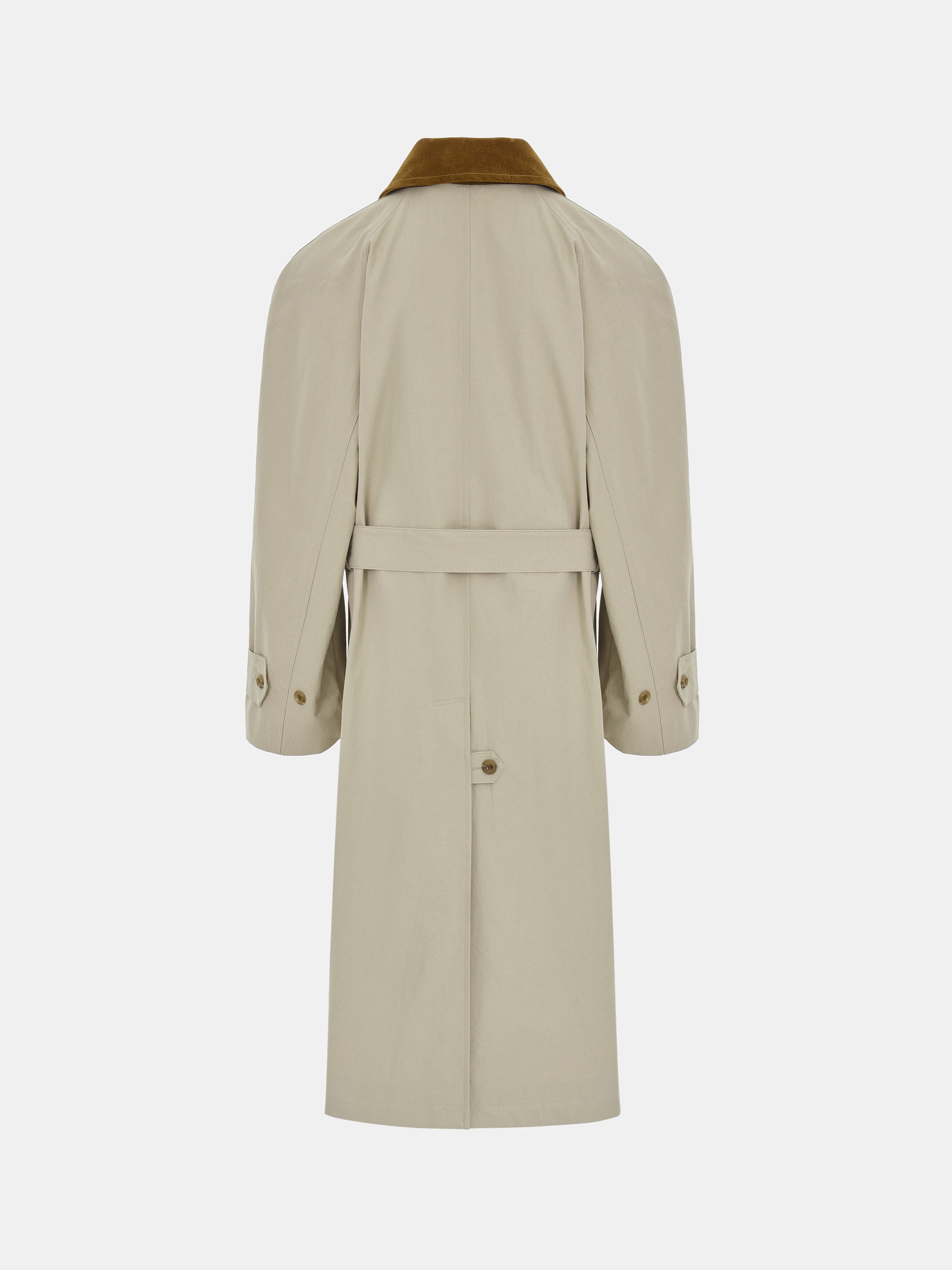 Suede-Collar Car Coat, Beige