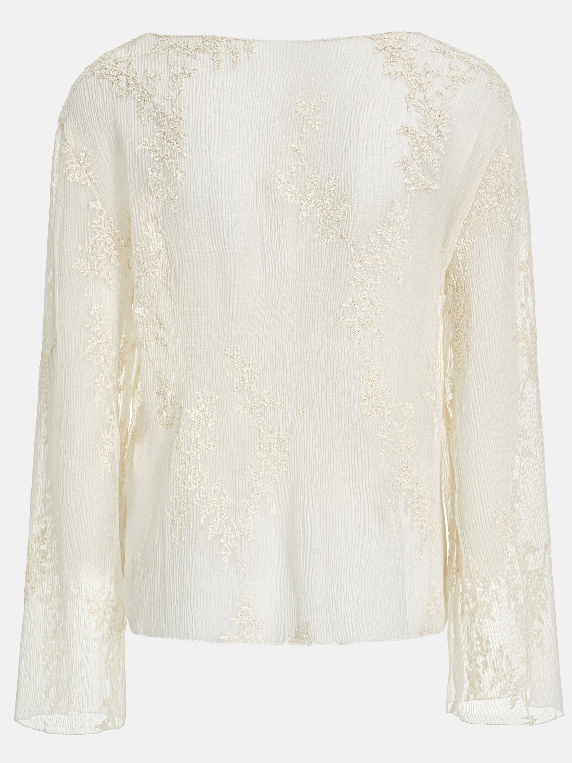 Front-To-Back Embroidered Blouse, Ivory