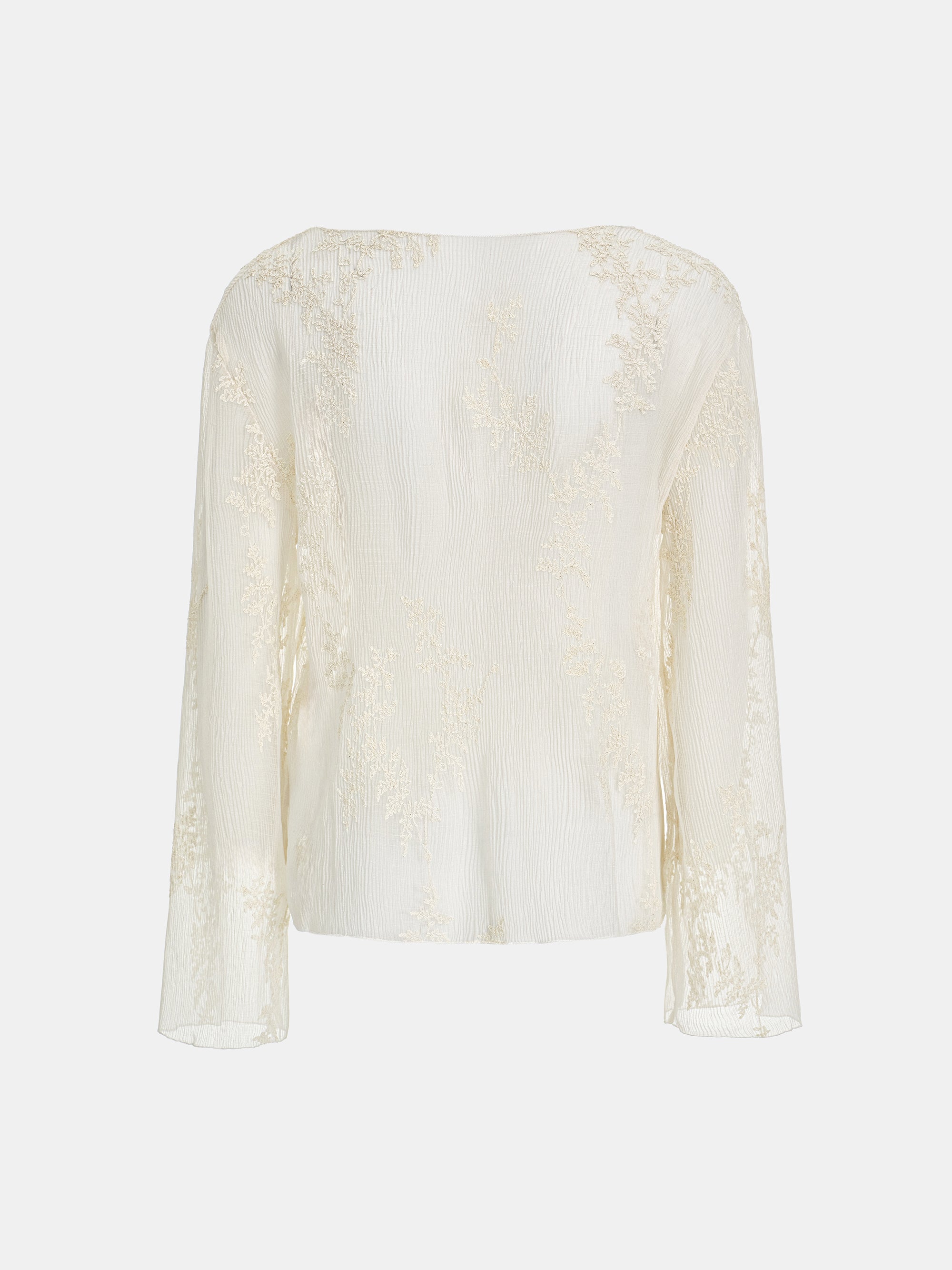 Front-To-Back Embroidered Blouse, Ivory
