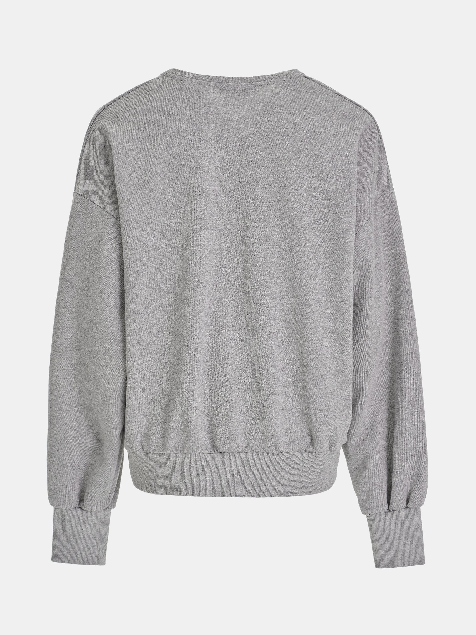 Deep V-Neck Sweatshirt, Grey