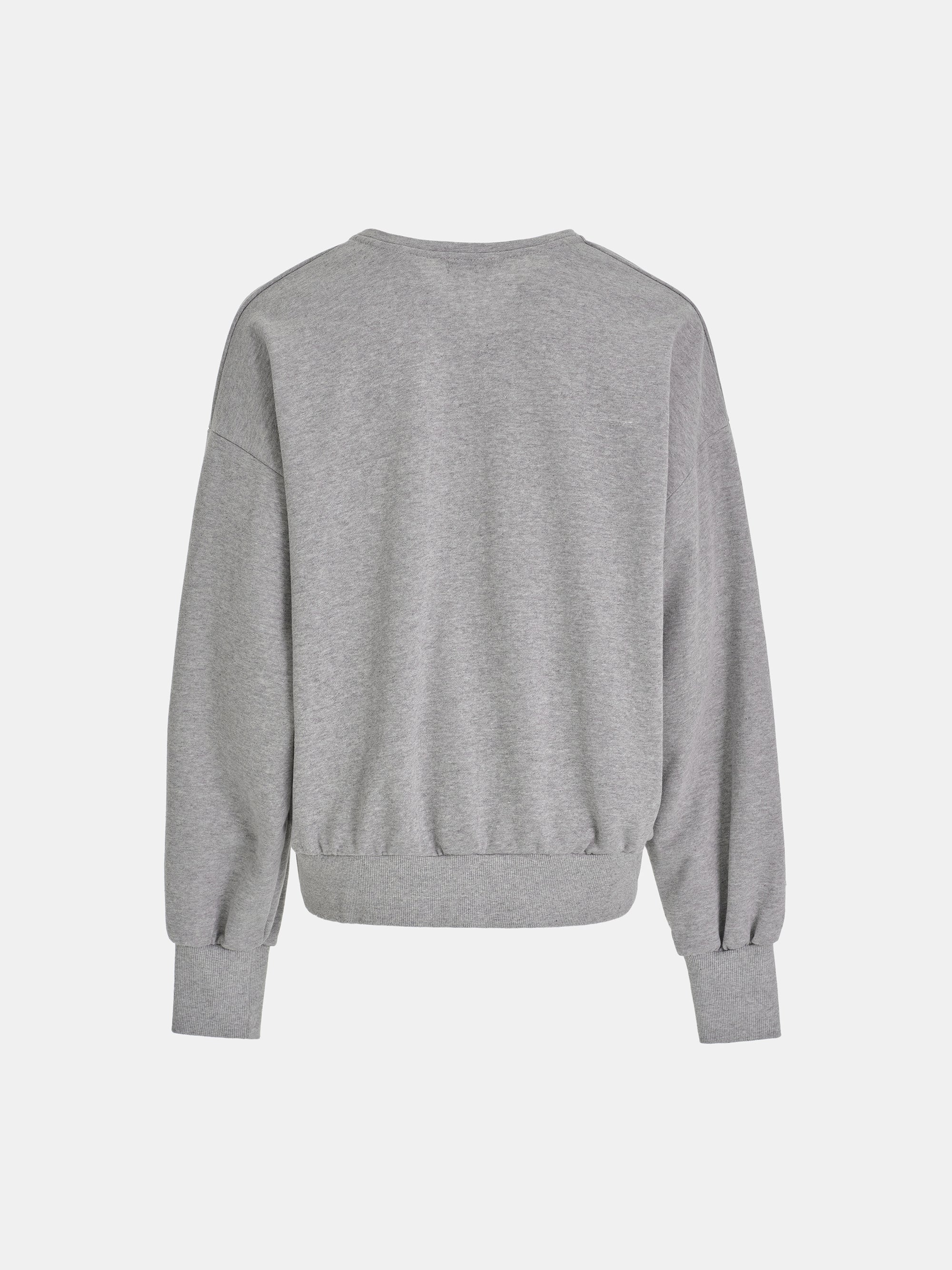 Deep V-Neck Sweatshirt, Grey