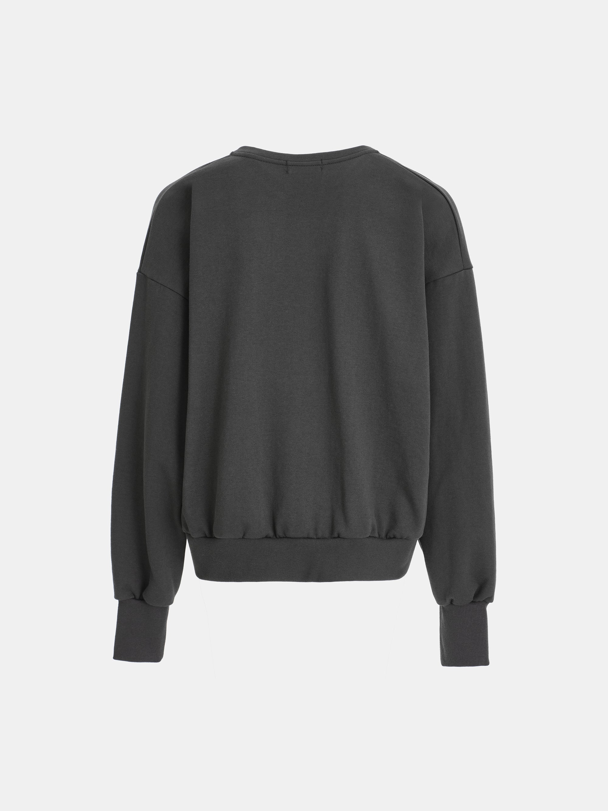 Deep V-Neck Sweatshirt, Charcoal