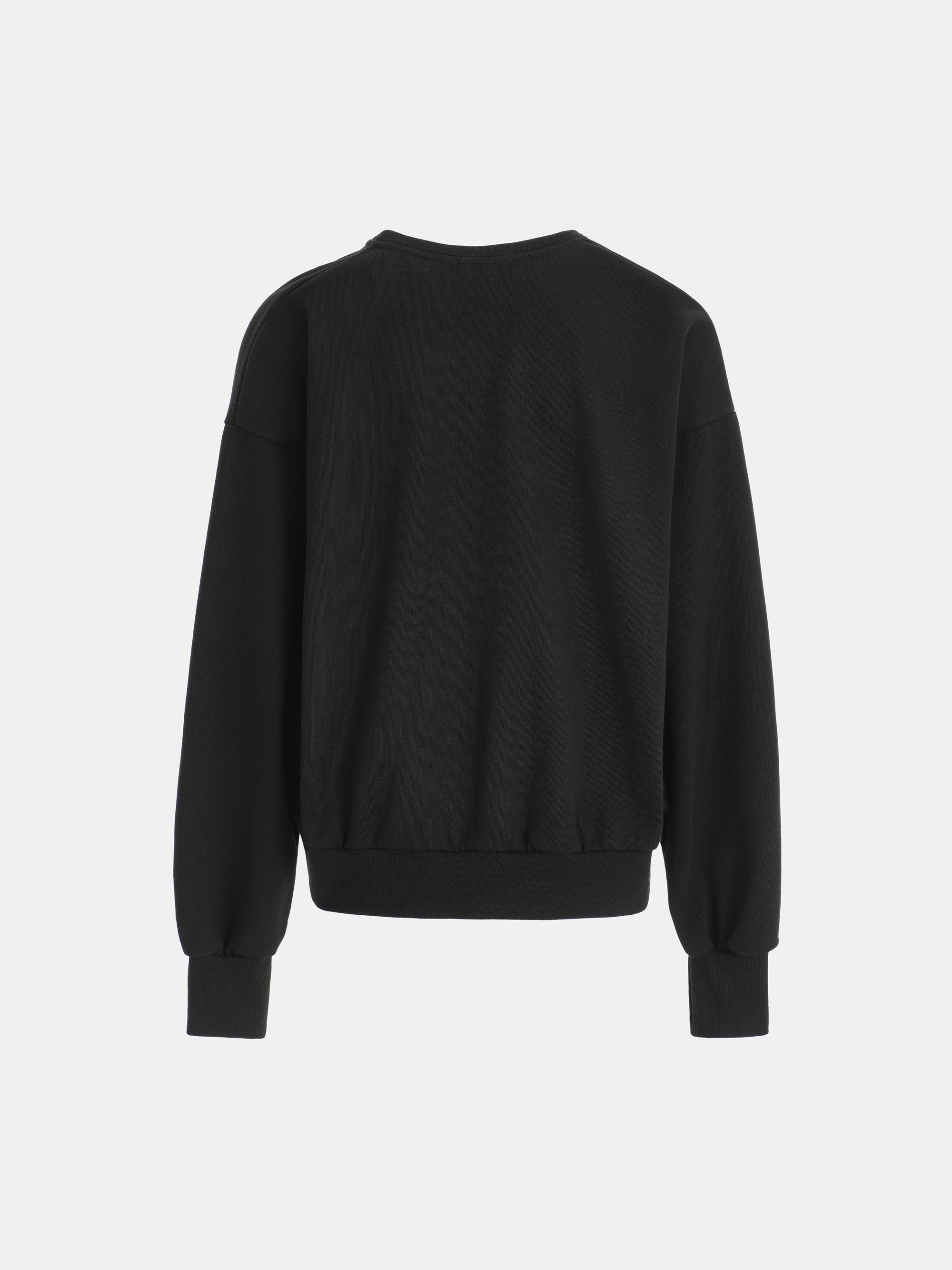 Deep V-Neck Sweatshirt, Black